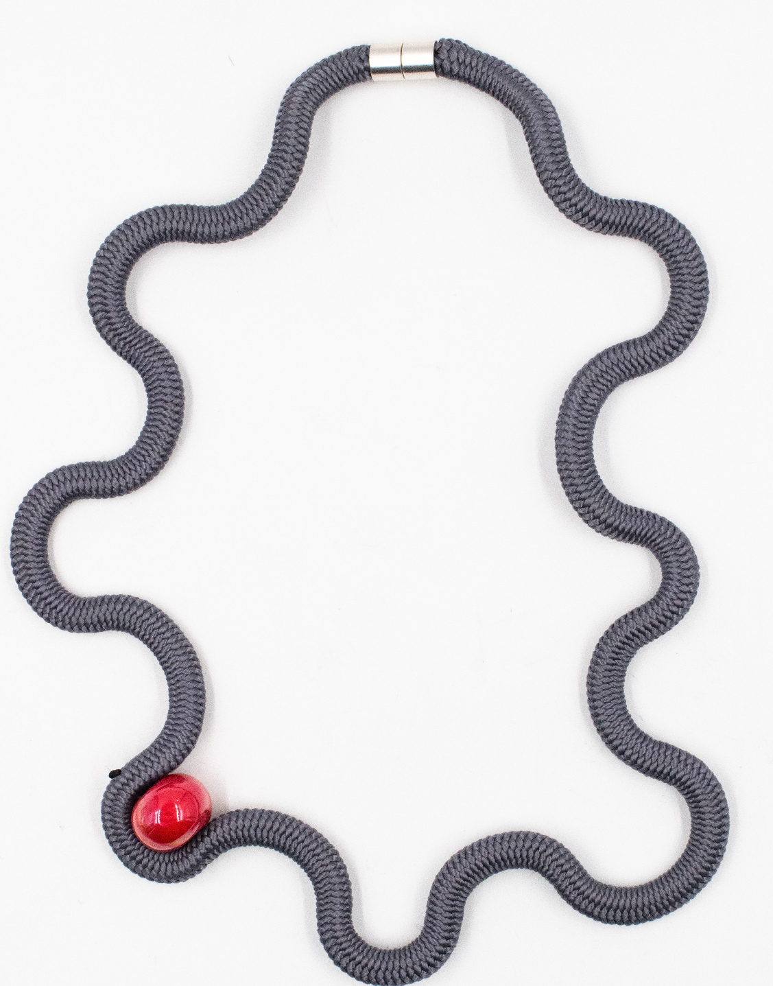 CHRISTINA BRAMPTI Twisted Cord and Marble Collar - Grey and Red