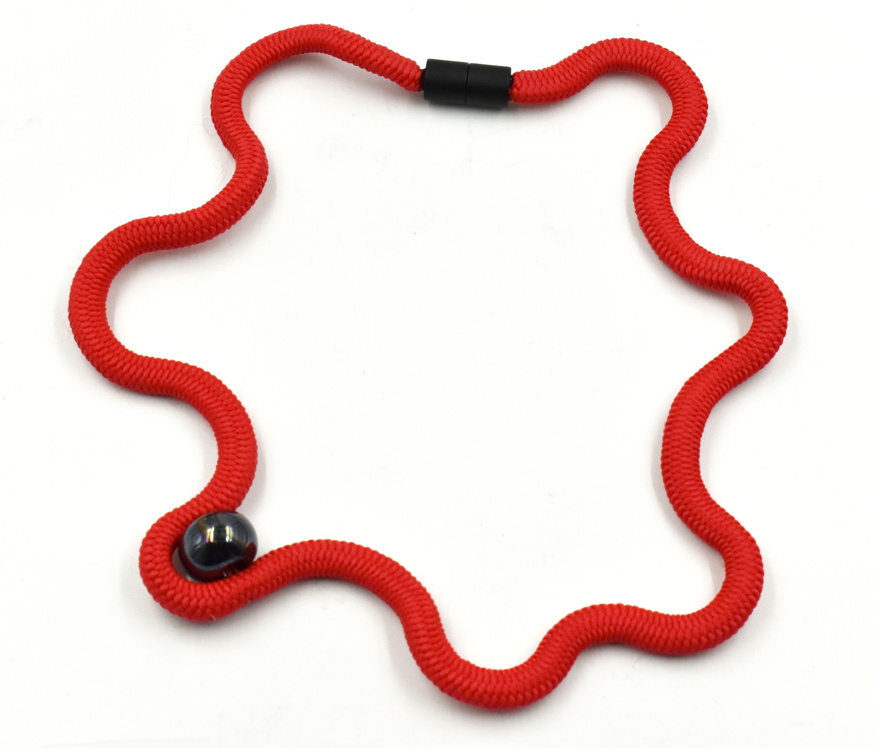 CHRISTINA BRAMPTI Twisted Cord and Marble Collar - Red and Black