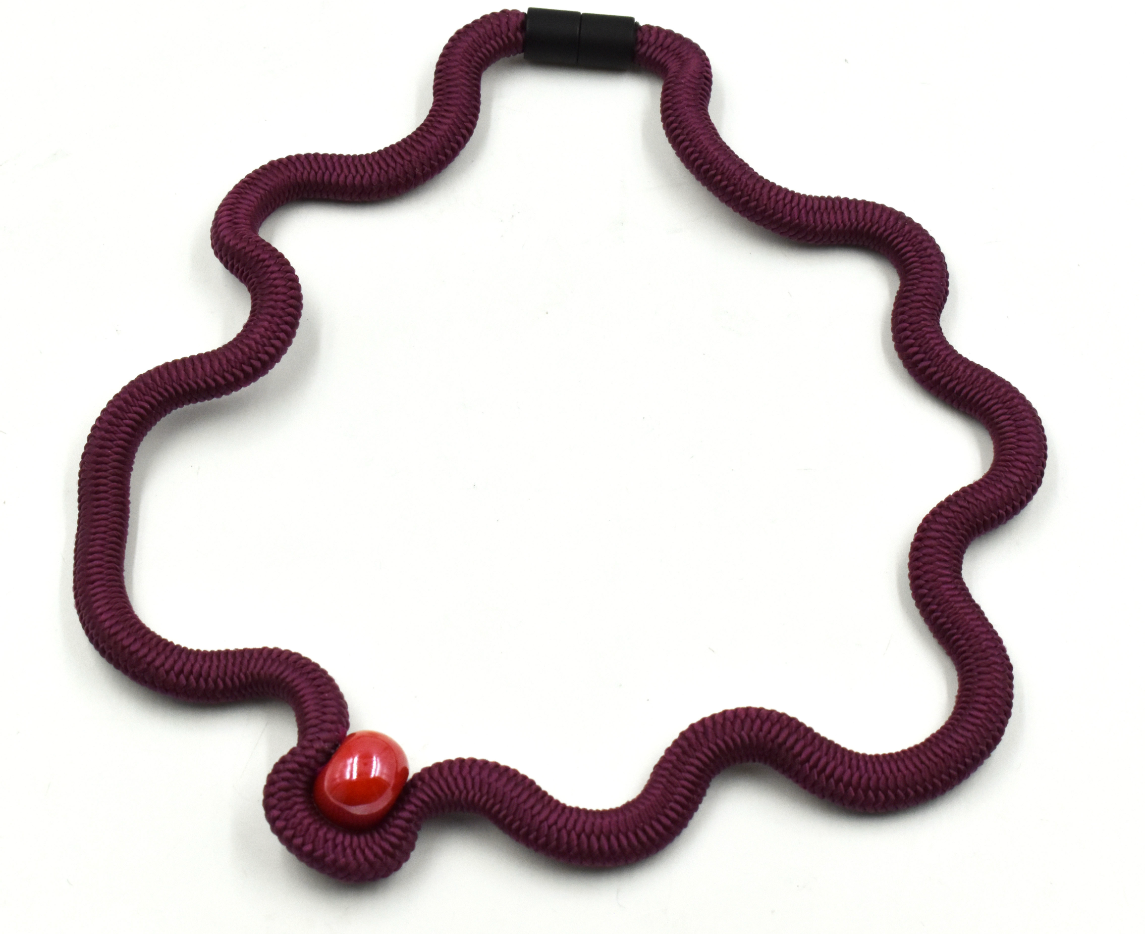 CHRISTINA BRAMPTI Twisted Cord and Marble Collar - Burgundy and Red