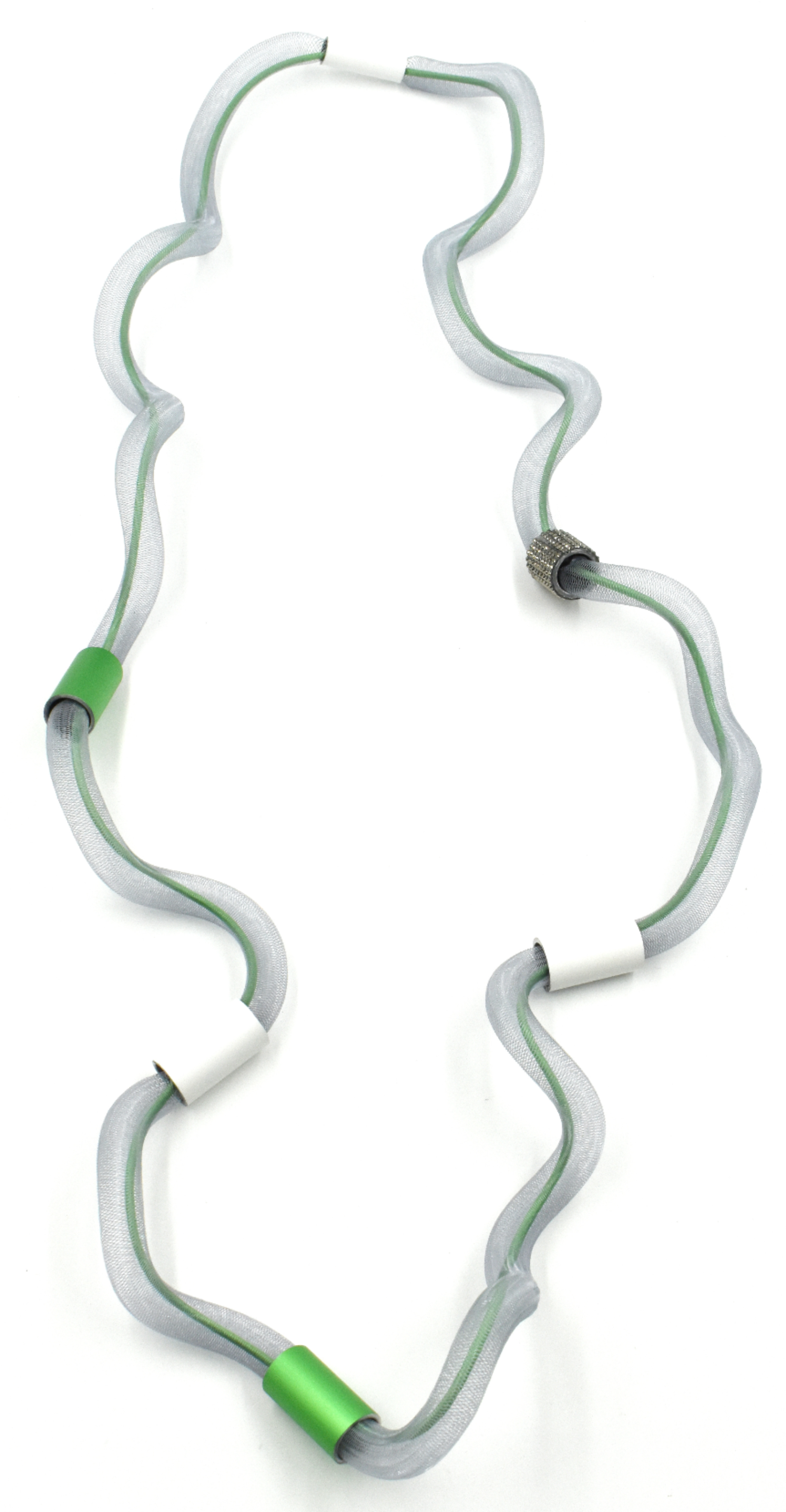 CHRISTINA BRAMPTI Colourful Twisted Mesh Necklace - Green and Grey