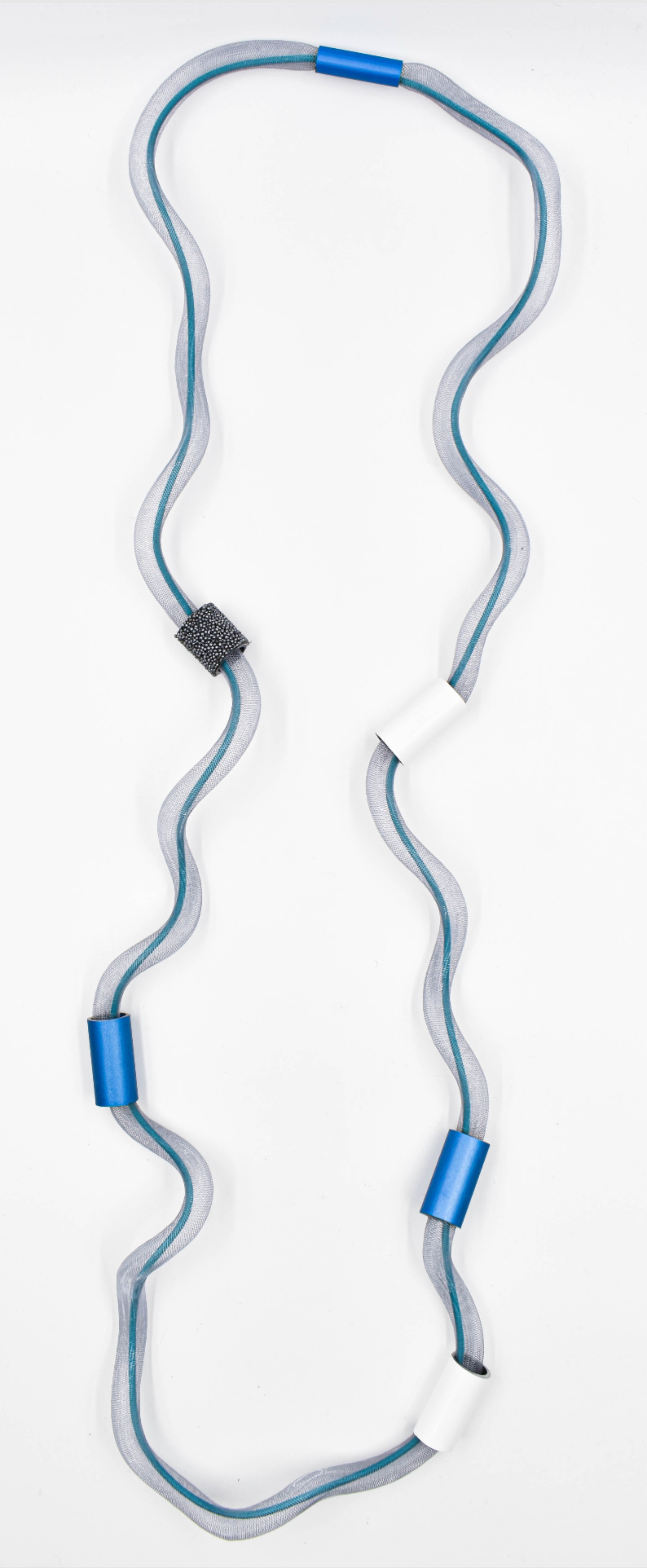 CHRISTINA BRAMPTI Colourful Twisted Mesh Necklace - Blue and Grey