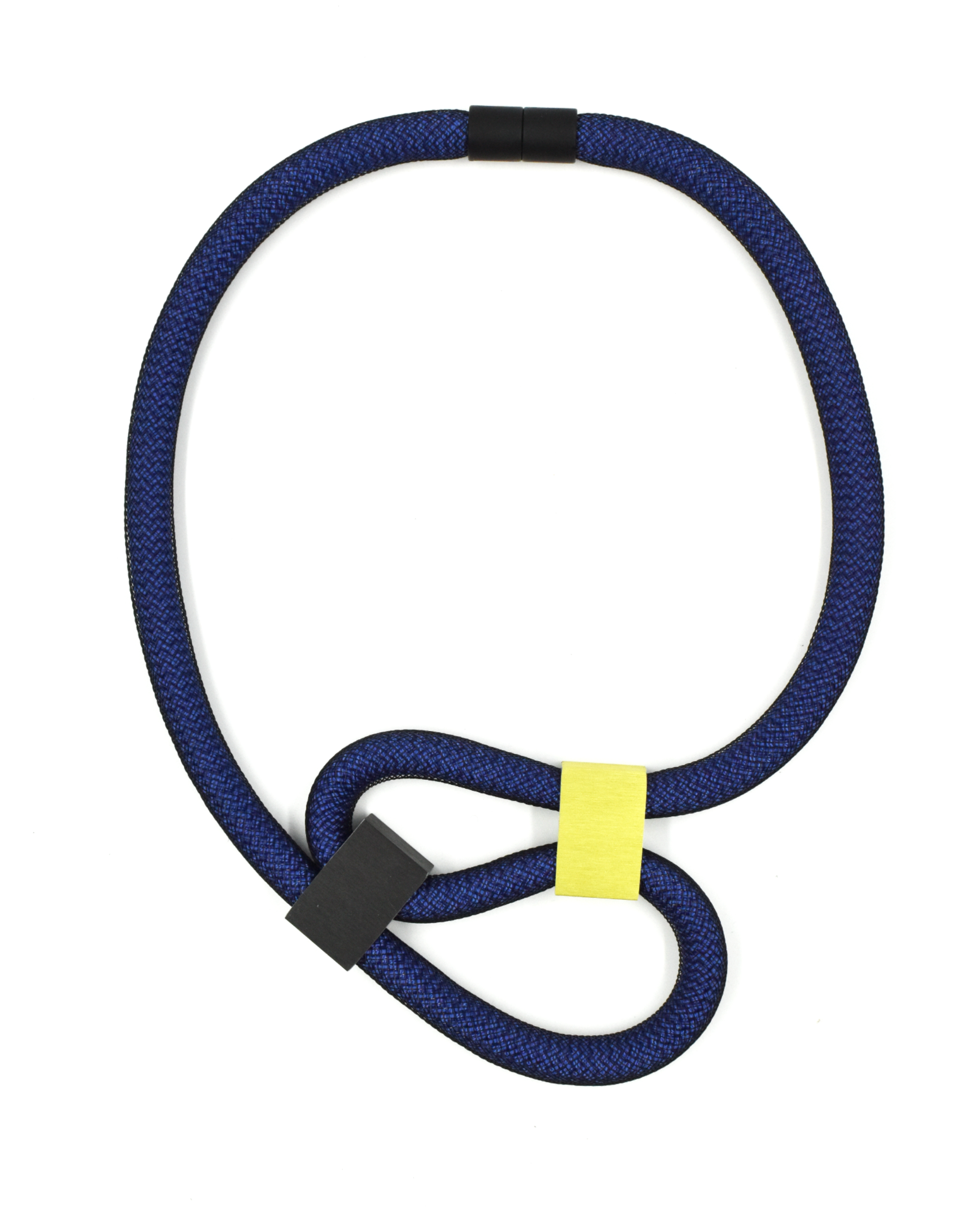 CHRISTINA BRAMPTI Mesh and Cord Necklace - Blue and Black