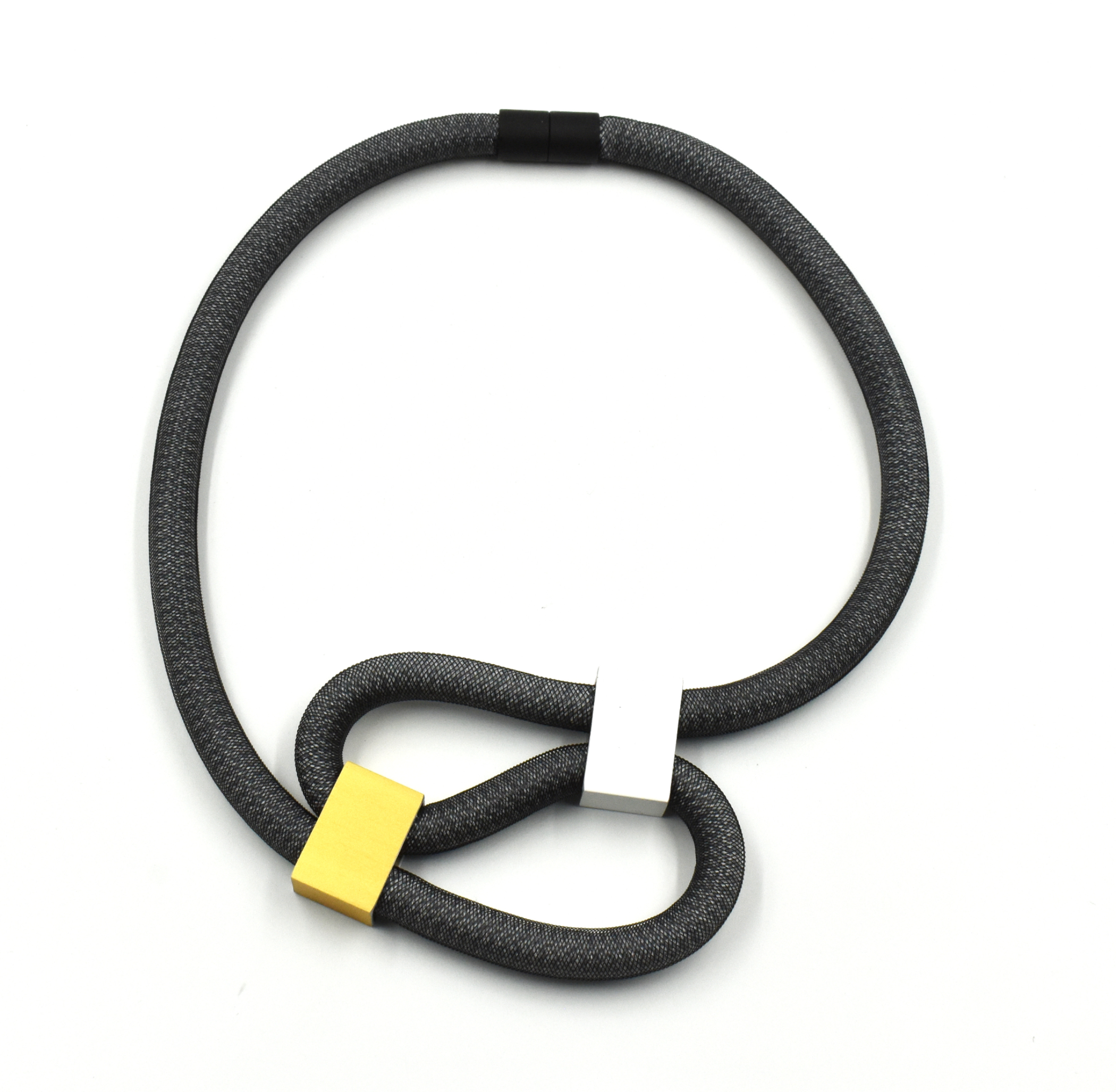 CHRISTINA BRAMPTI Mesh and Cord Necklace - Grey and Black