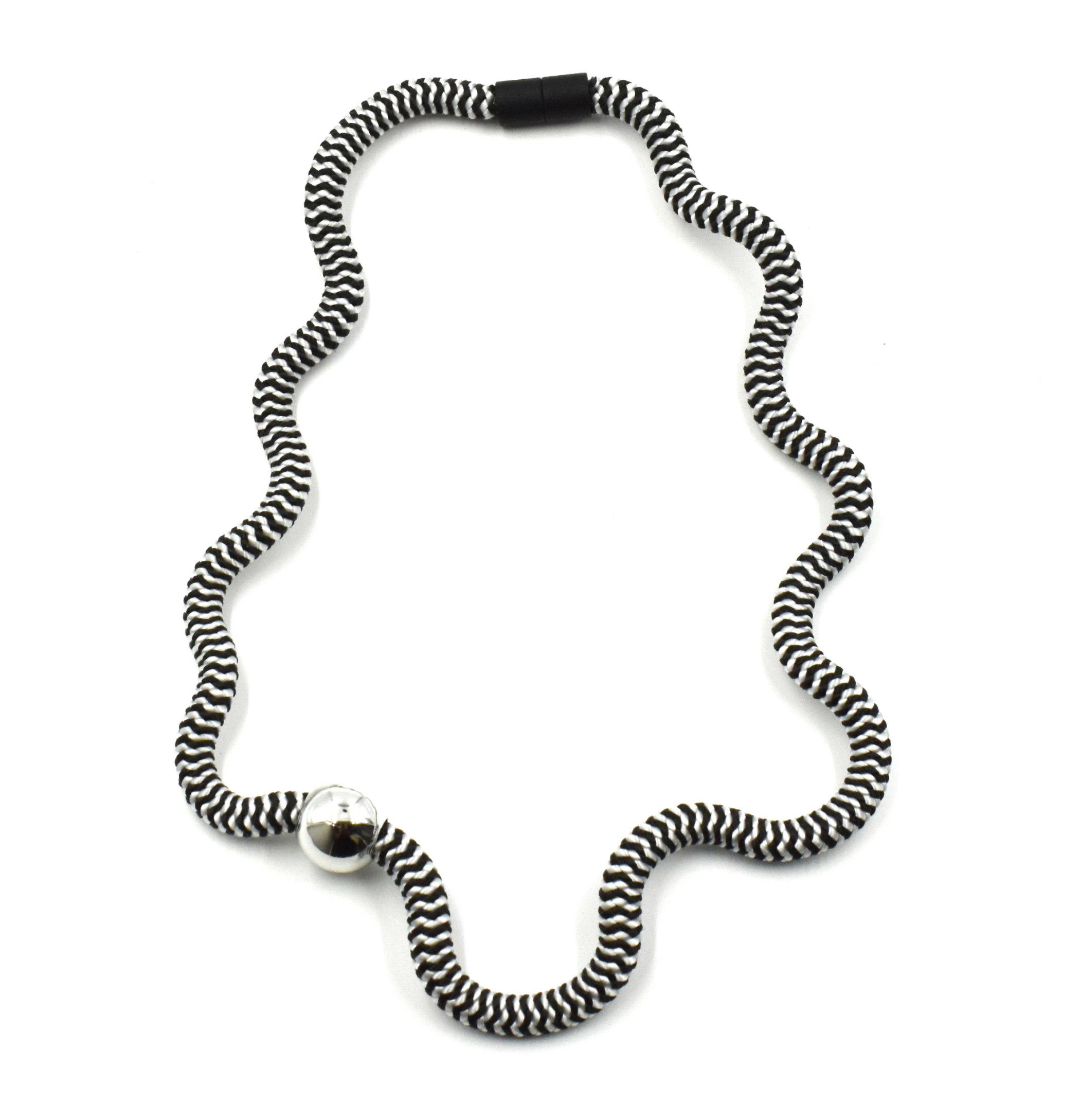 CHRISTINA BRAMPTI Twisted Cord and Metallic Marble Collar - Black Mix