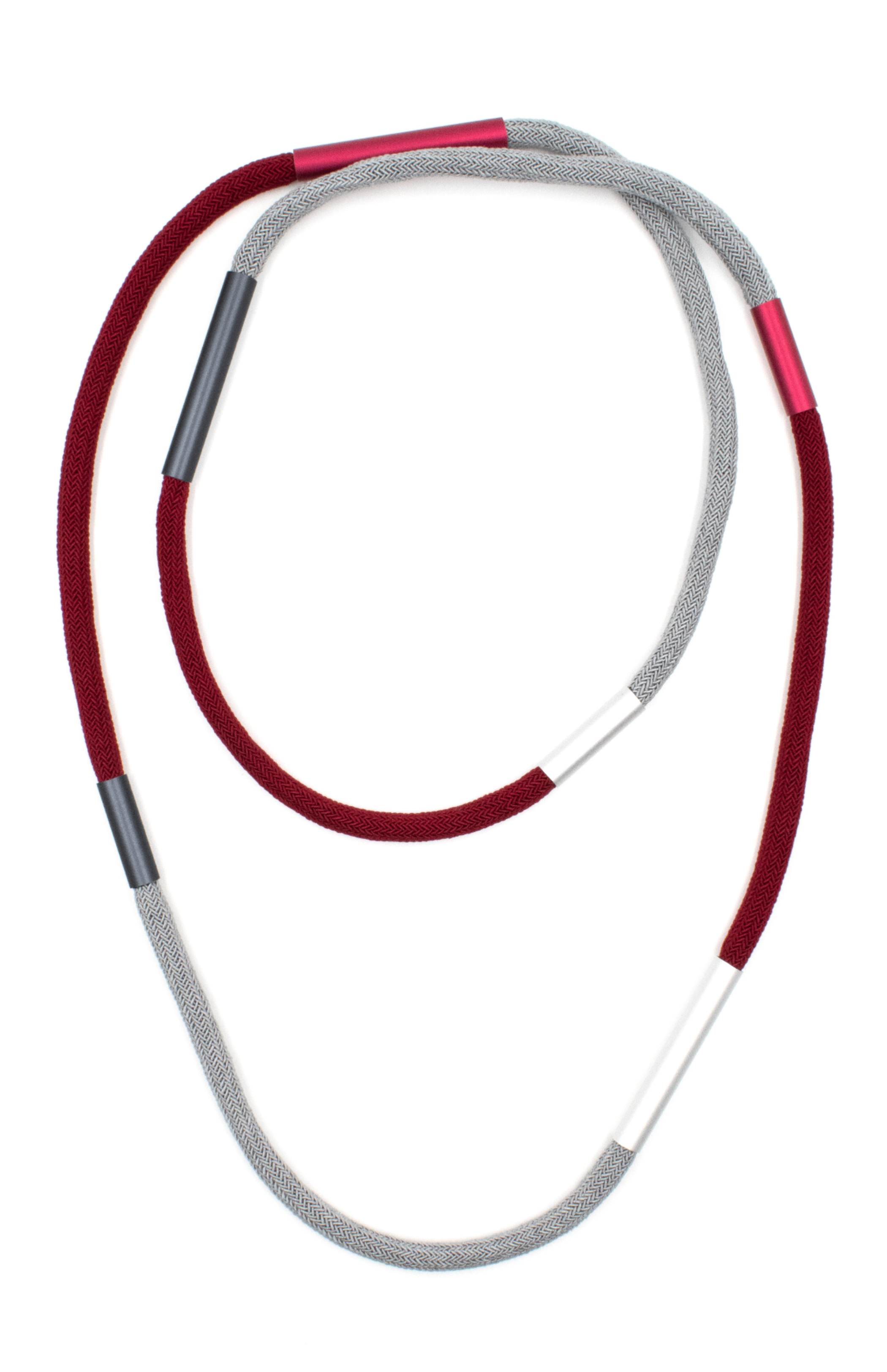 CHRISTINA BRAMPTI Long Cord Necklace with Aluminum Accents - Red Mix