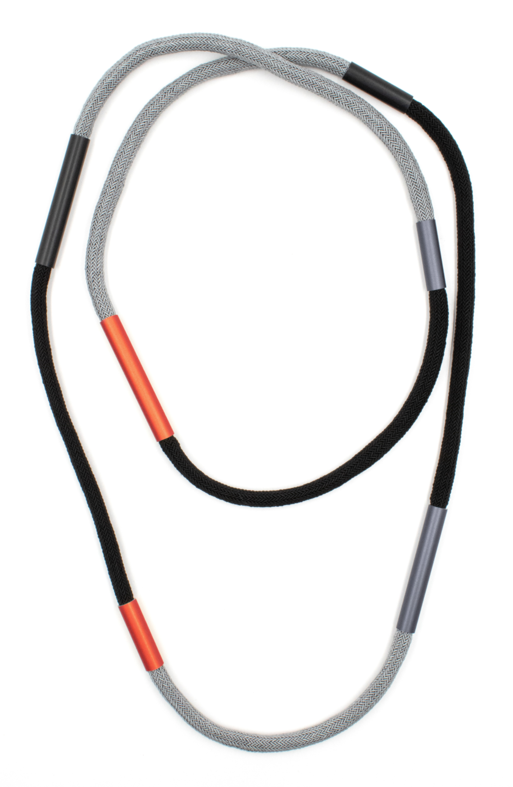 CHRISTINA BRAMPTI Long Cord Necklace with Aluminum Accents - Black Mix