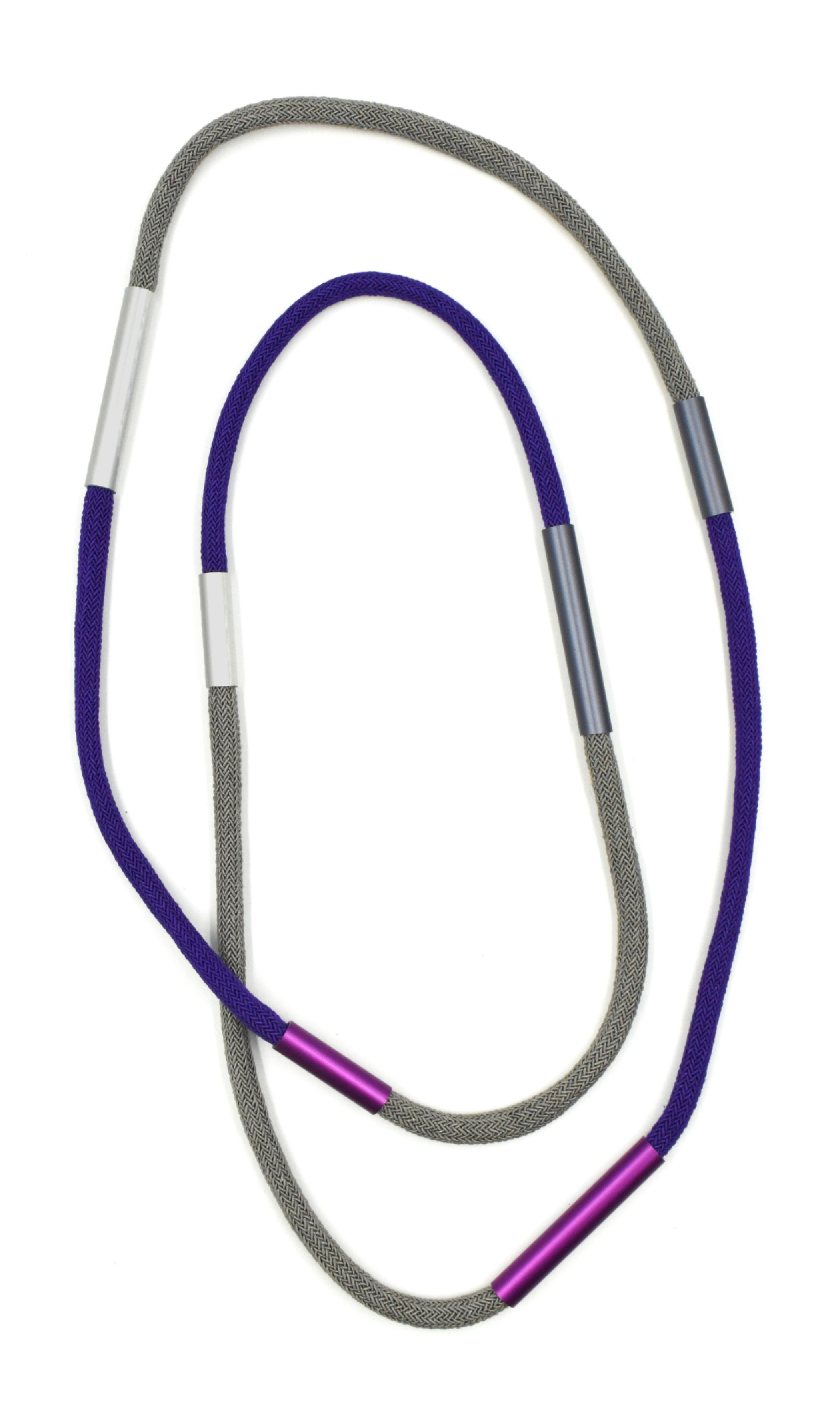 CHRISTINA BRAMPTI Long Cord Necklace with Aluminum Accents - Purple Mix