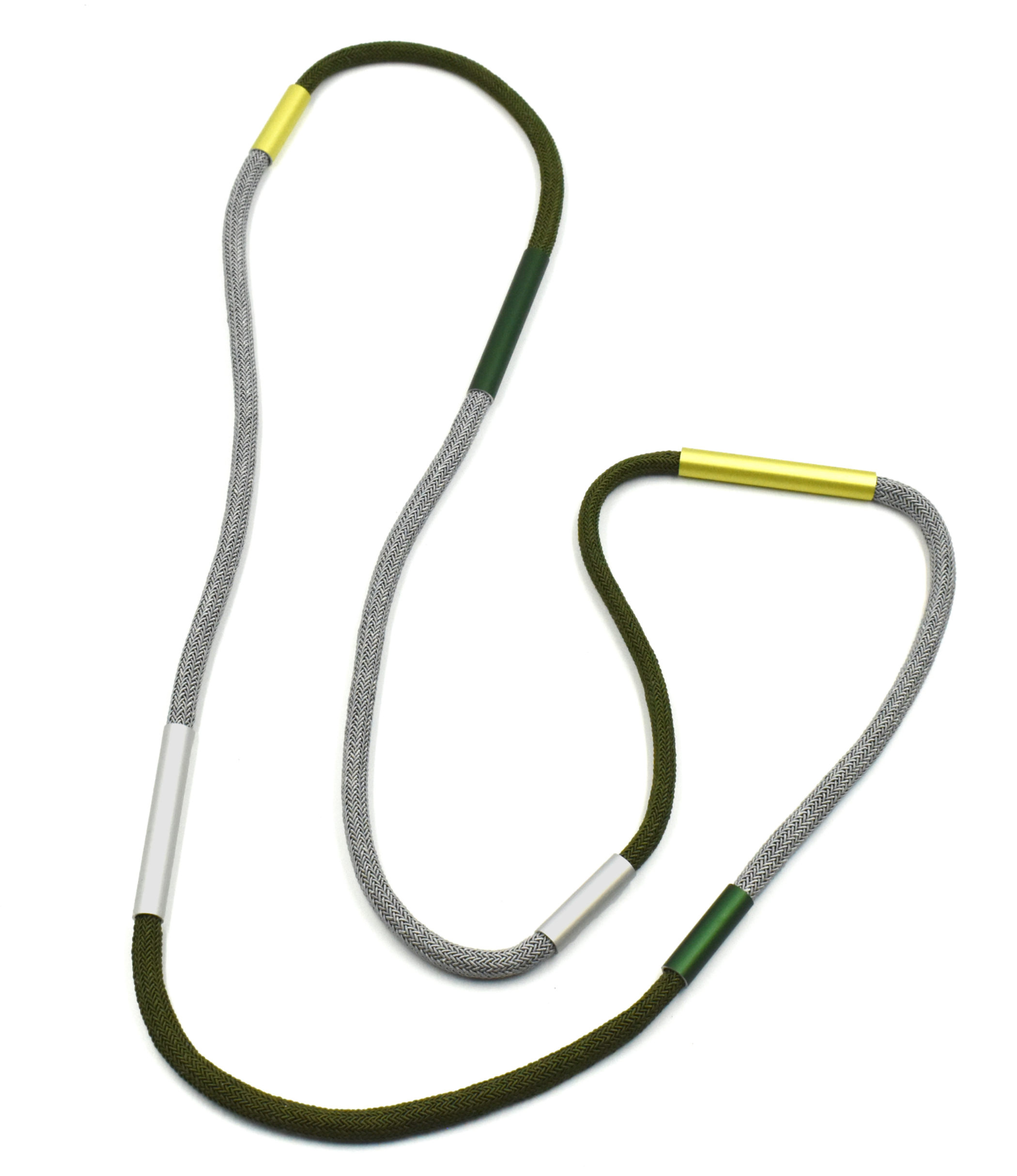 CHRISTINA BRAMPTI Long Cord Necklace with Aluminum Accents - Green Mix