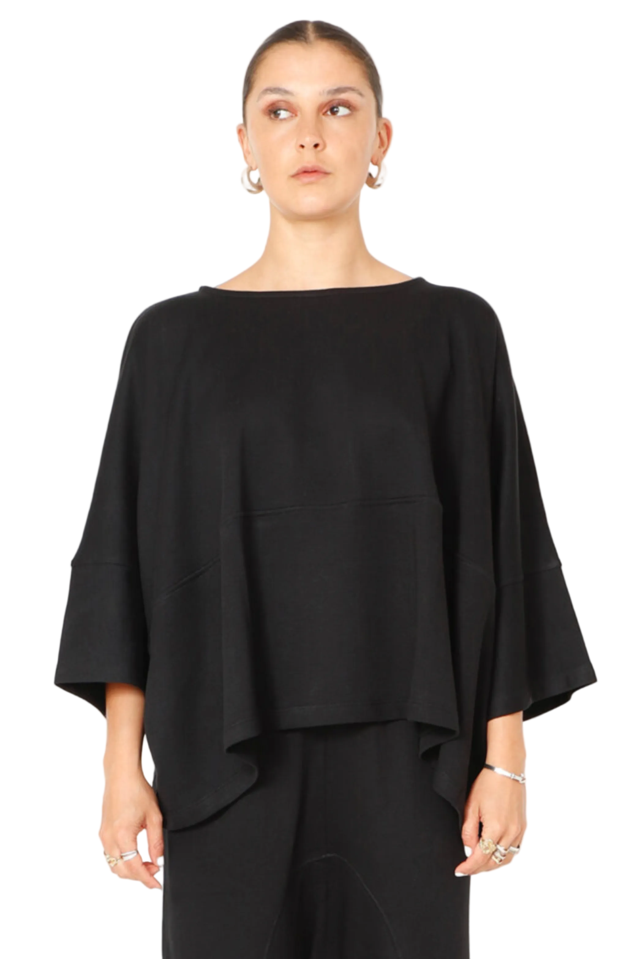 Sort Aarhus Relaxed Boxy top in Black