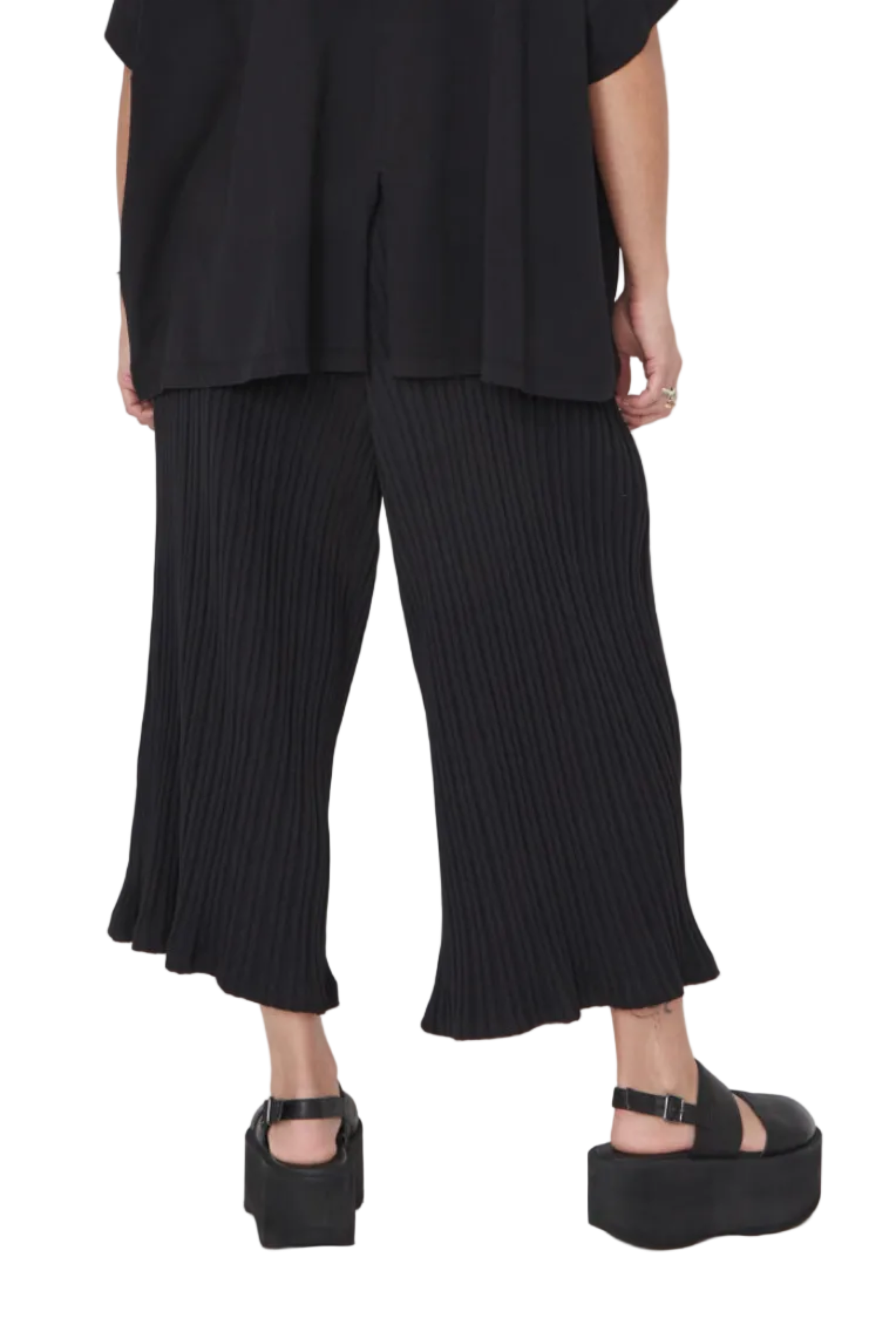 Sort Aarhus Cropped Wide Rib Pant in  Black