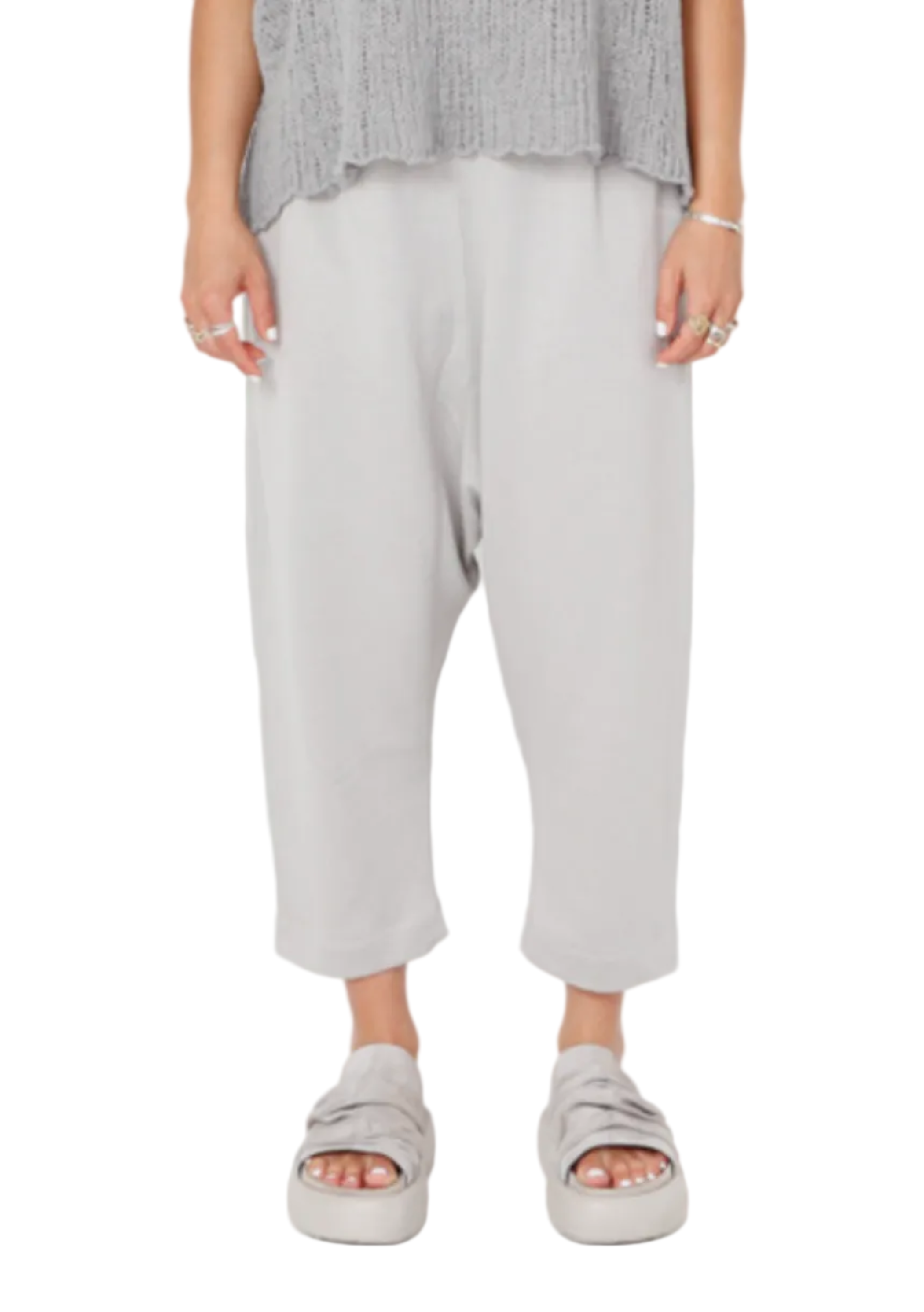 Sort Aarhus French Terry Drop-Rise Pants in Perla