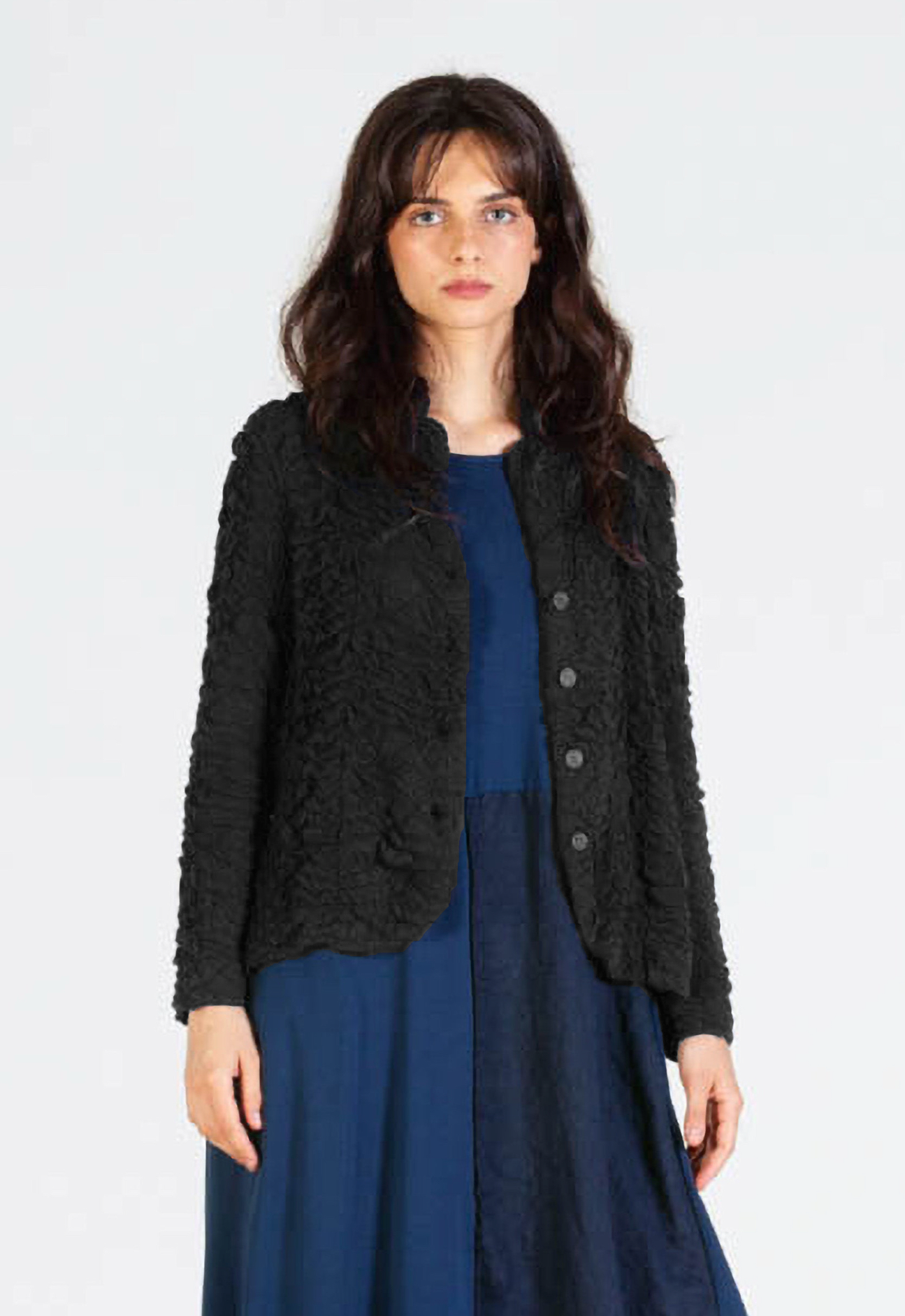 MAMA B - Textured Knit Jacket in Black