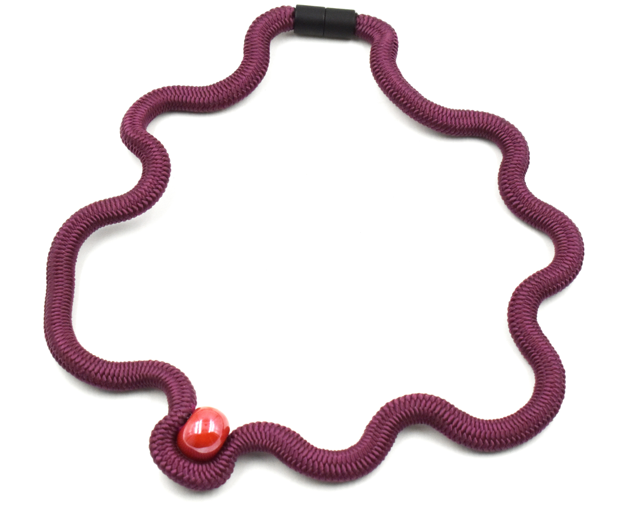 CHRISTINA BRAMPTI Twisted Cord and Marble Collar - Burgundy and Red