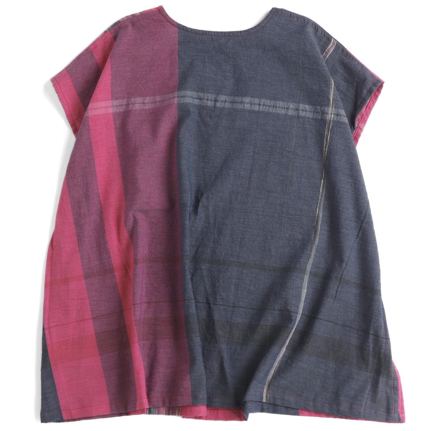Tamaki Niime Striped V Neck Cap Sleeve Flared Top - Sleeping Beauty