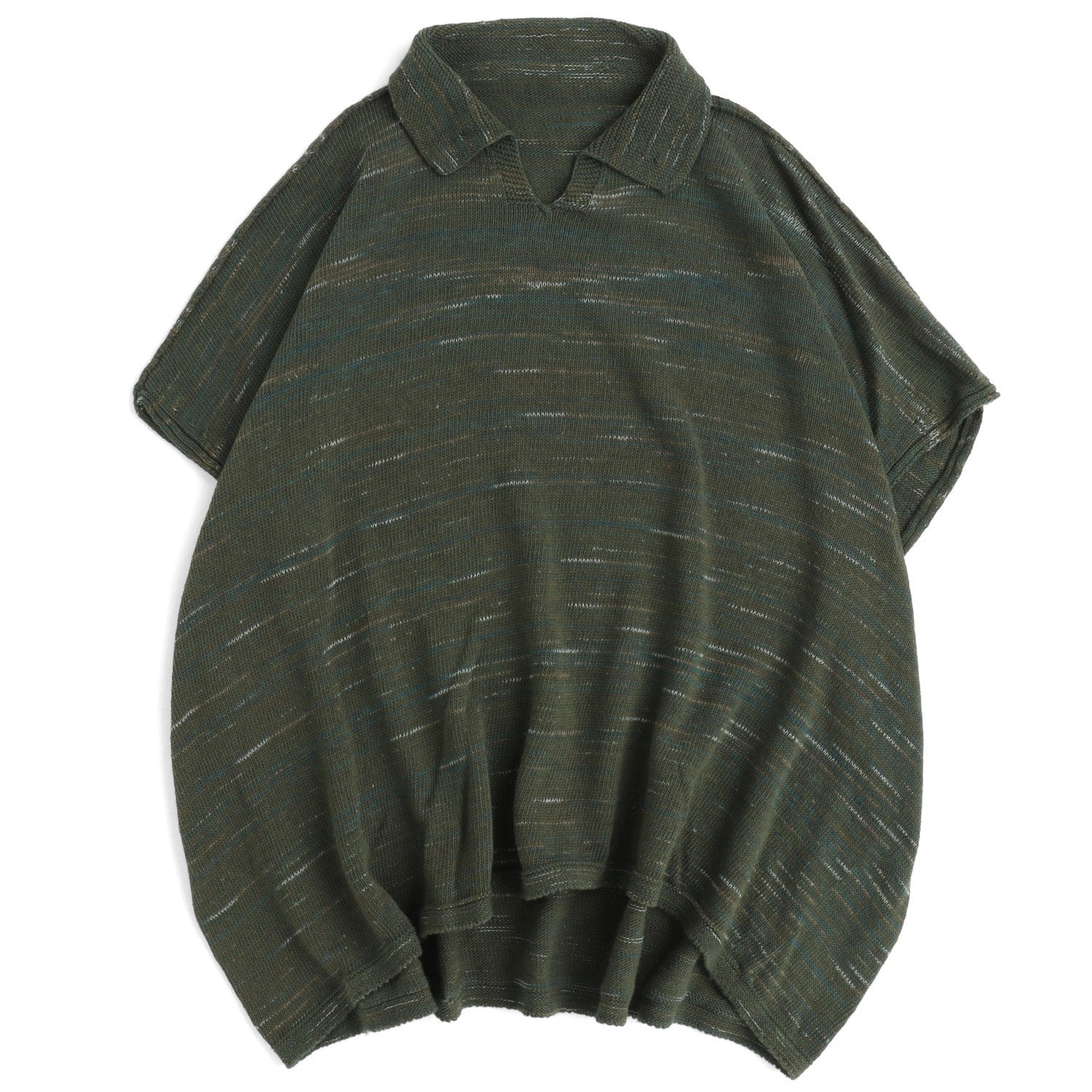 Tamaki Niime Relaxed Short Sleeve Knit Pullover - Speckled Forest