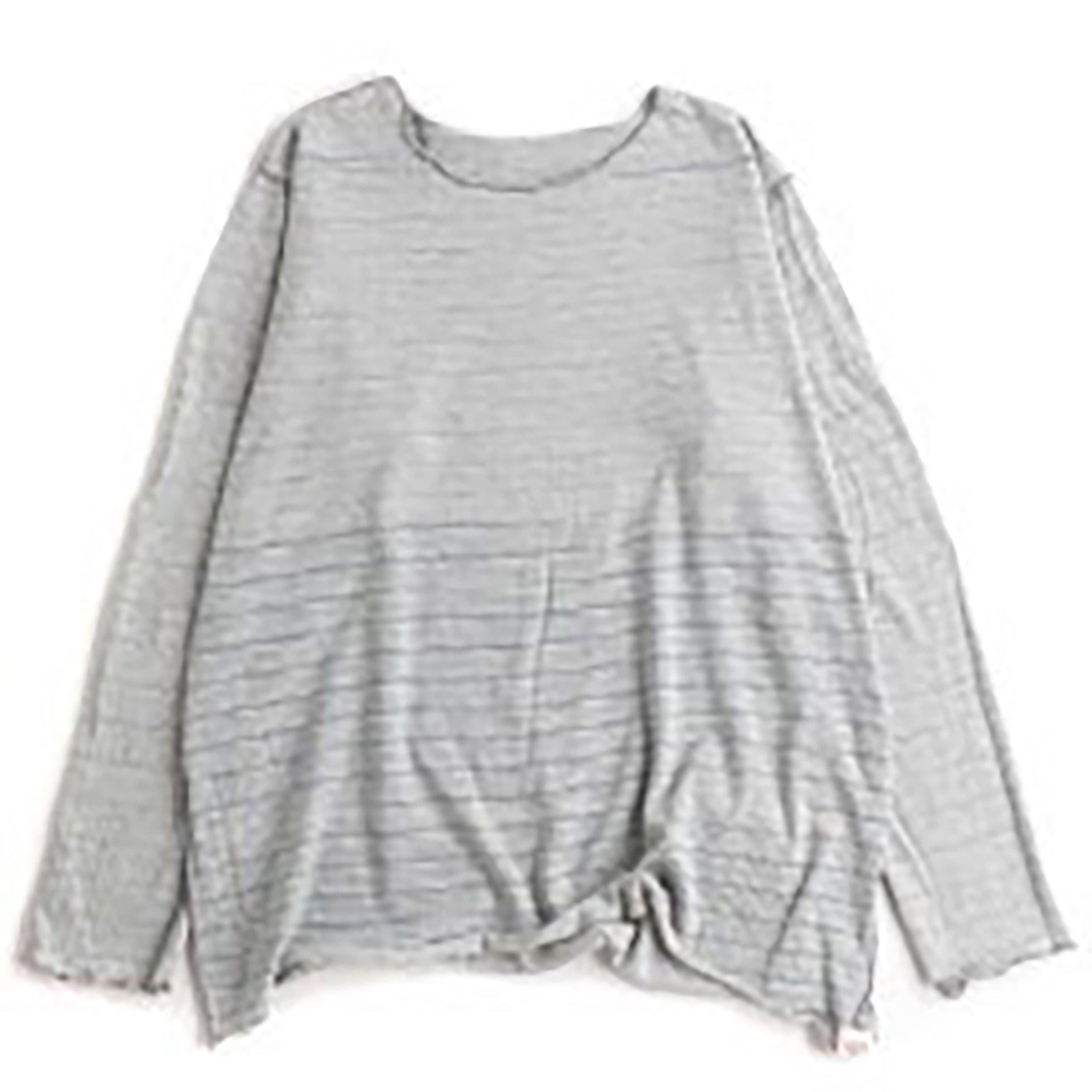 TAMAKI NIIME Cotton Long Sleeve Reversible Tee - Striped Mist