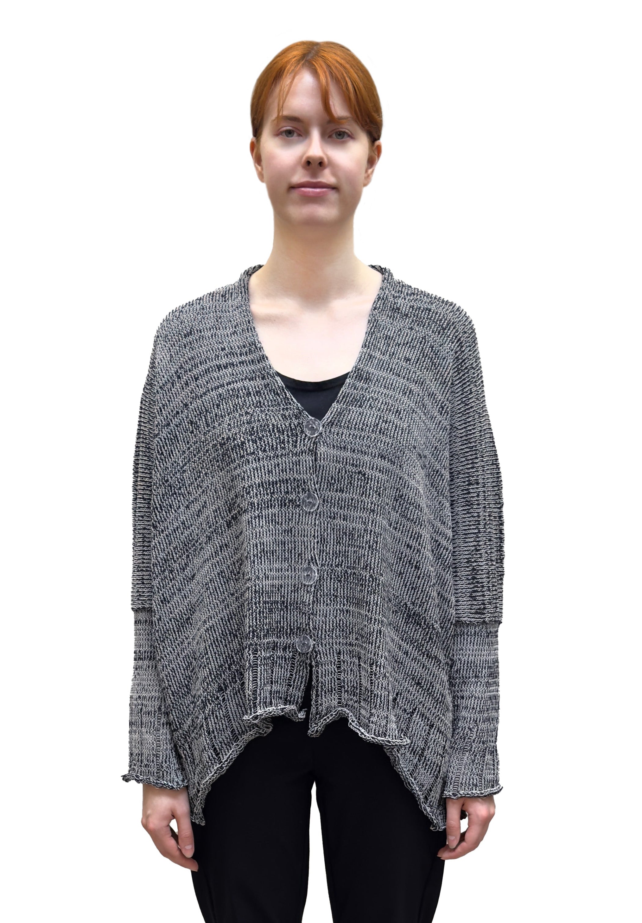 Paper Temples Relaxed V-Neck Cardigan in Obsidian