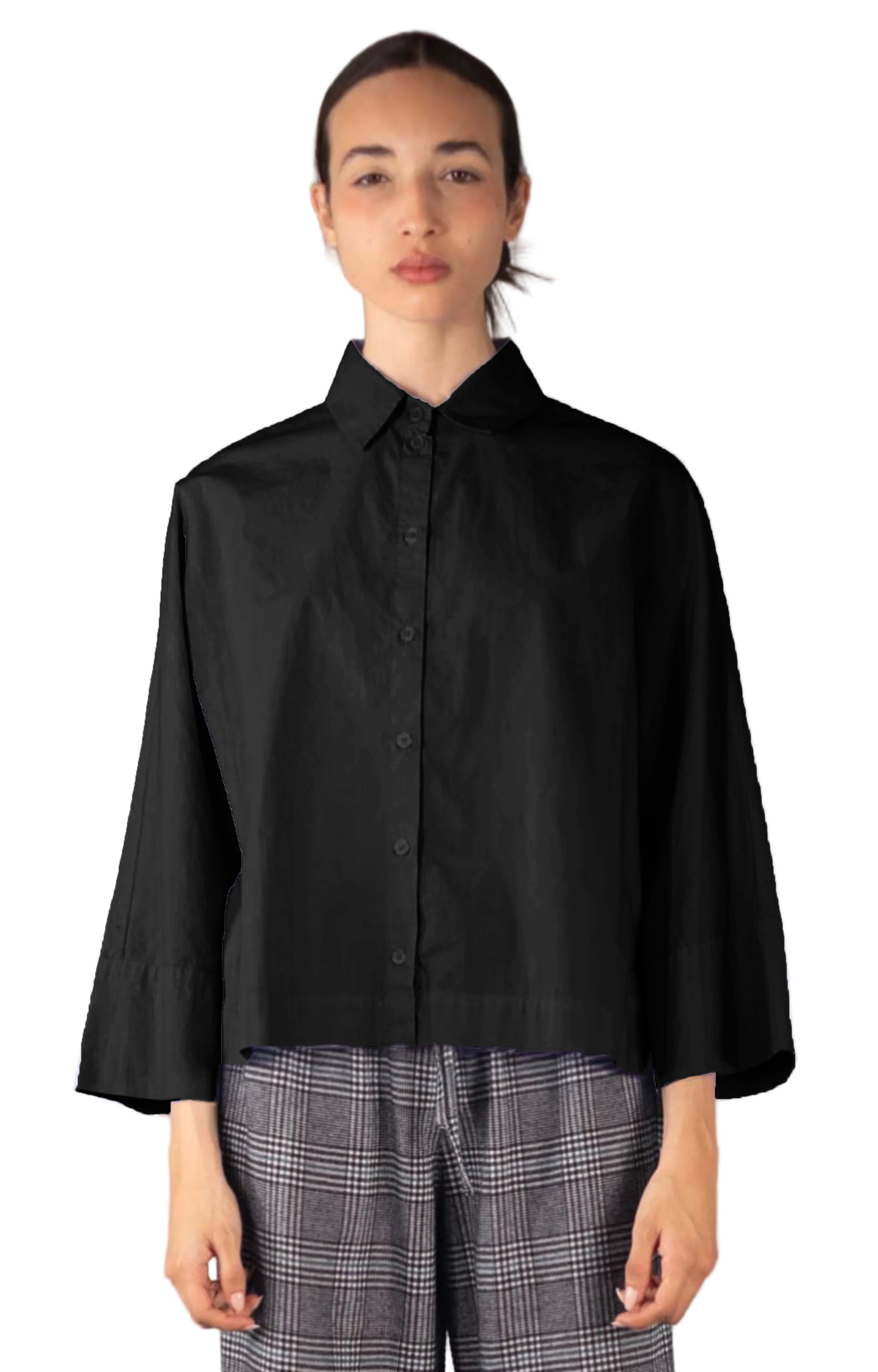 ELEMENTE CLEMENTE Cotton Dolman Sleeve Blouse in Black