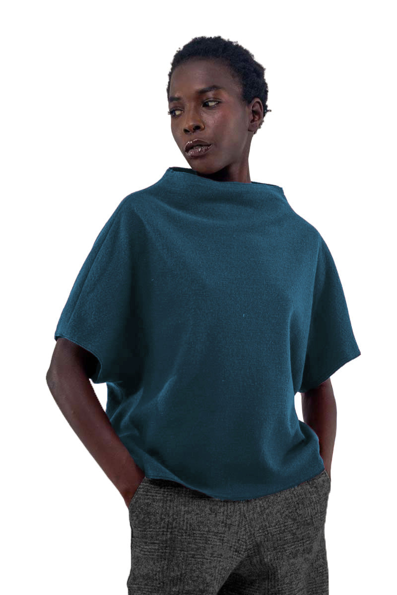 ELEMENTE CLEMENTE Boiled Wool Topper in Petrole