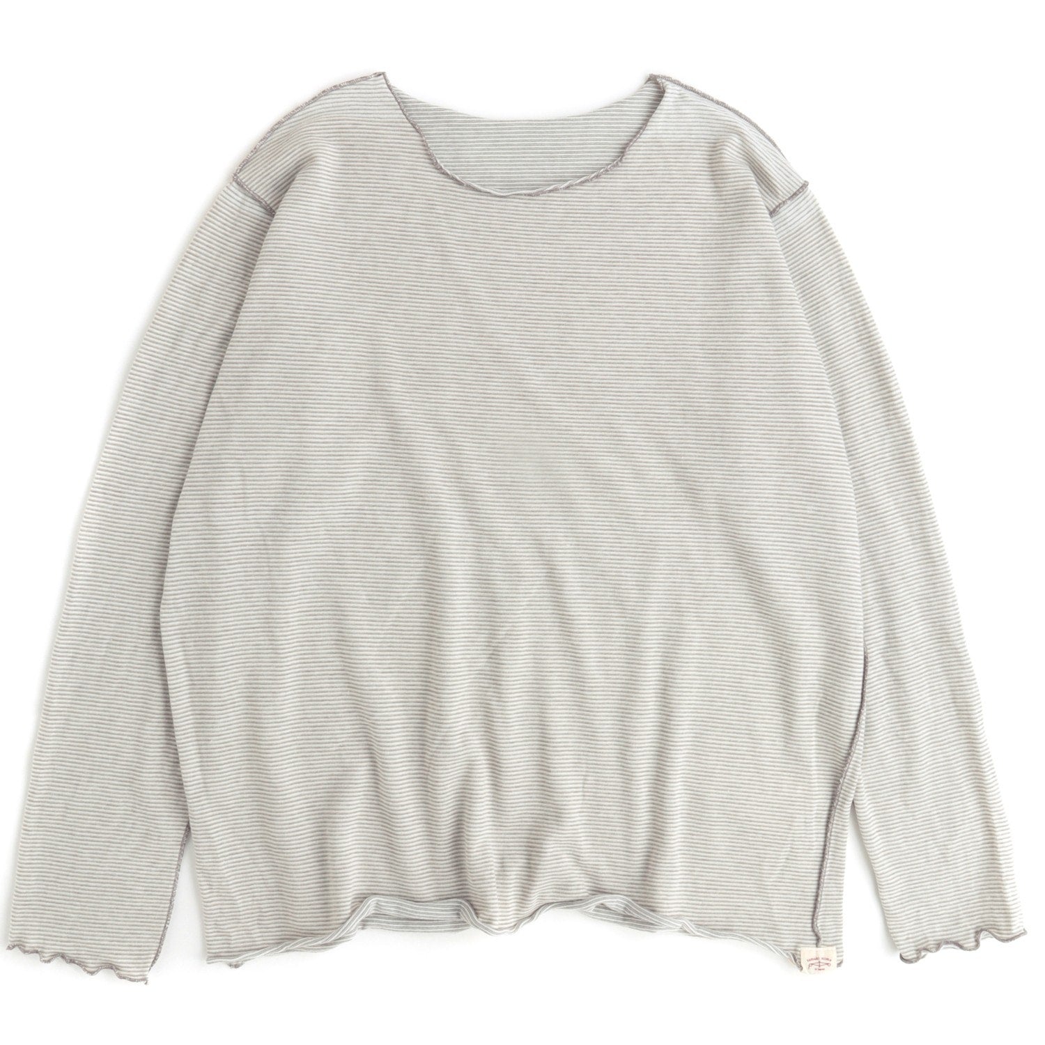 TAMAKI NIIME Cotton Long Sleeve Reversible Tee - White Shadows