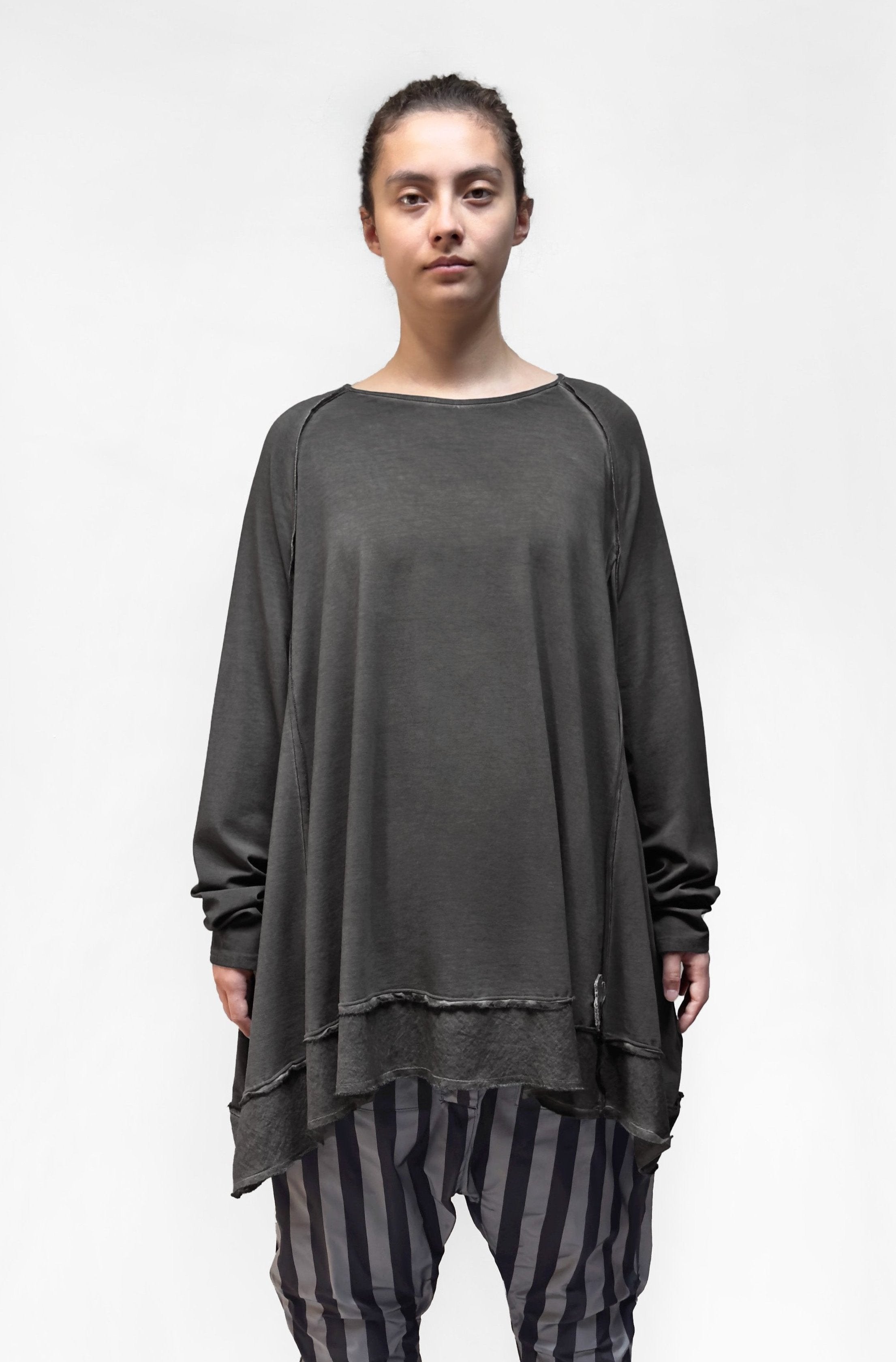 PLU Relaxed Boatneck Top in Asphalt Wash