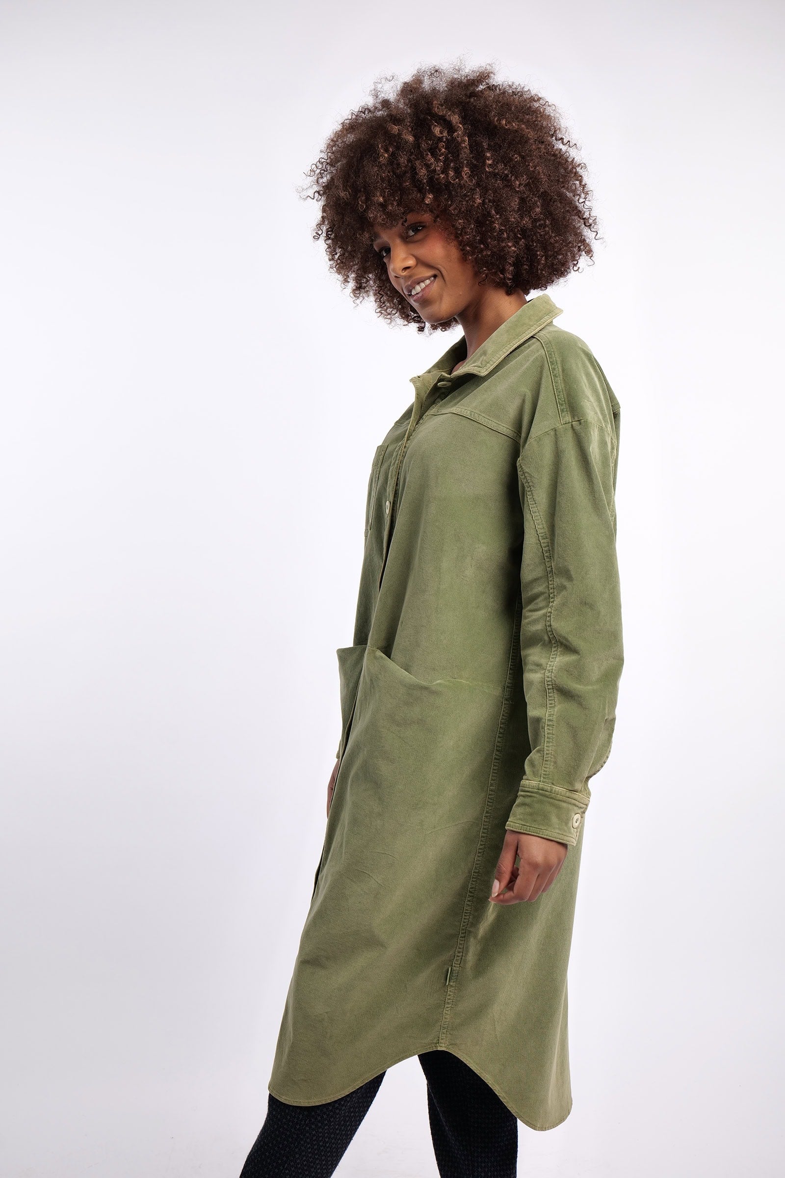 ELEMENTE CLEMENTE Mini Cord Shirtdress in Dark Night
