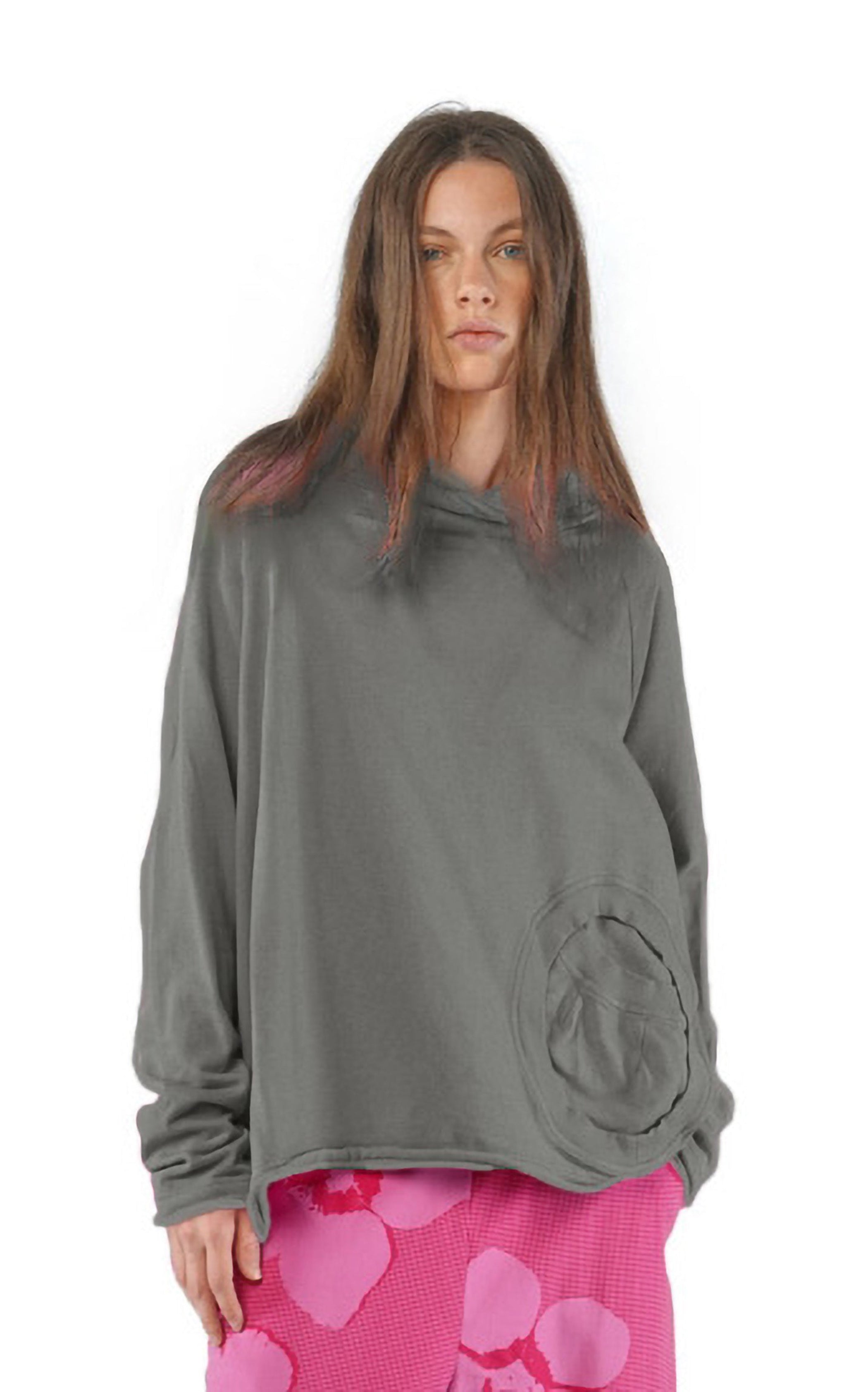 RUNDHOLZ BLACK LABEL Relaxed French Terry Pullover in Dark Grey
