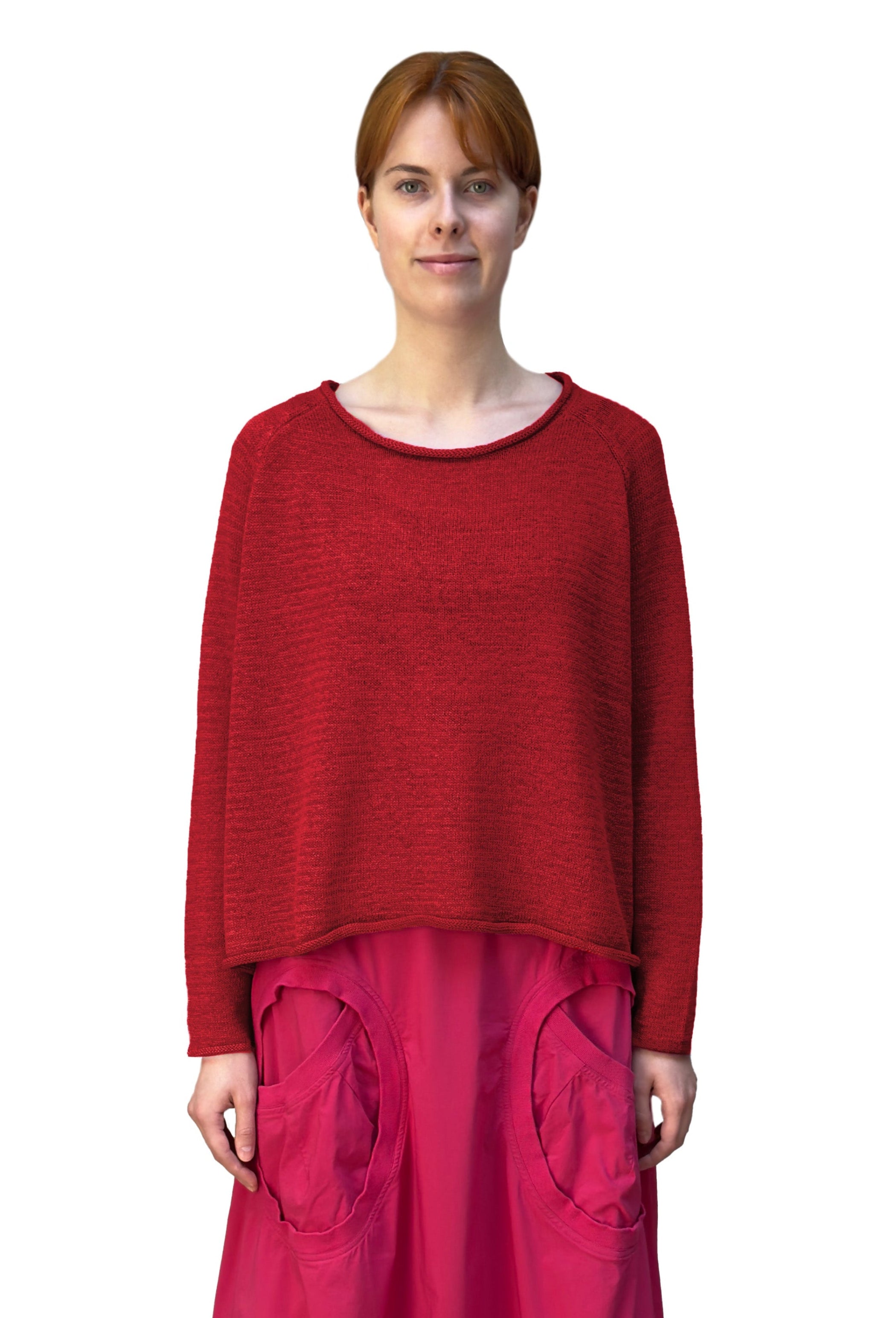 RUNDHOLZ BLACK LABEL Boxy Raglan Sleeve Knit Pullover in Rose