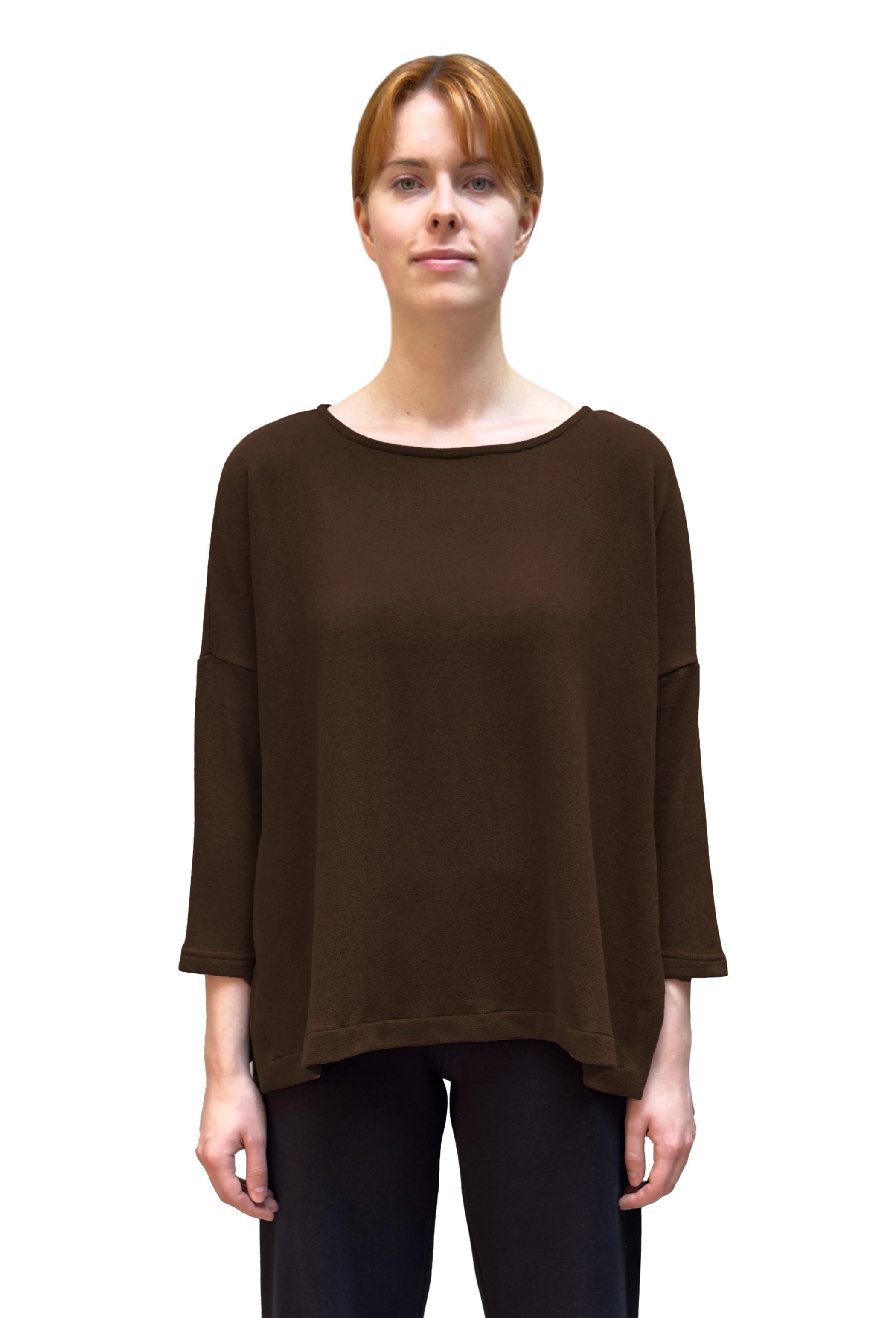MAMA B Cozy Knit Slit Pullover in Umber