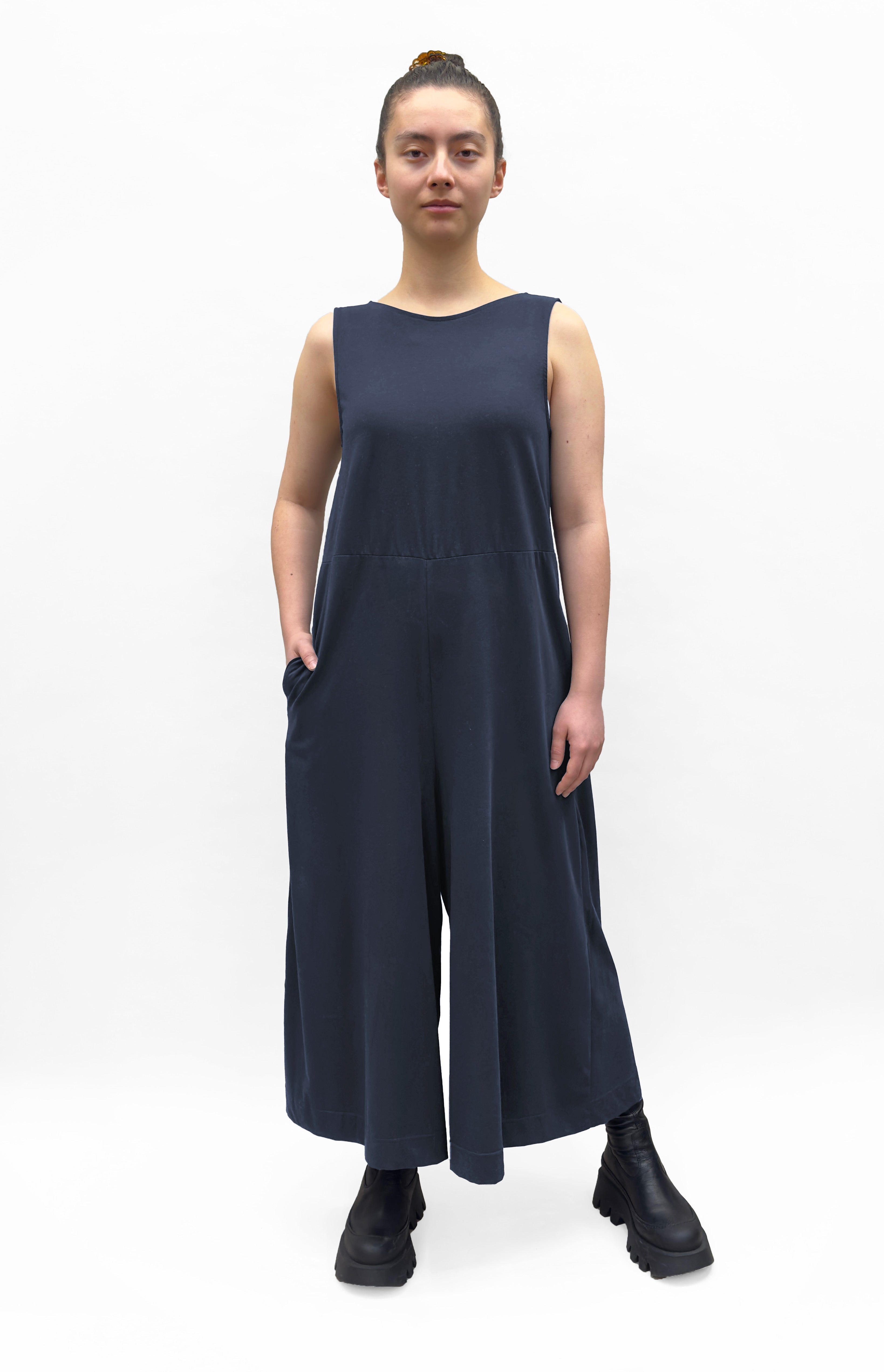 MAMA B Wide Leg Jumpsuit in Navy