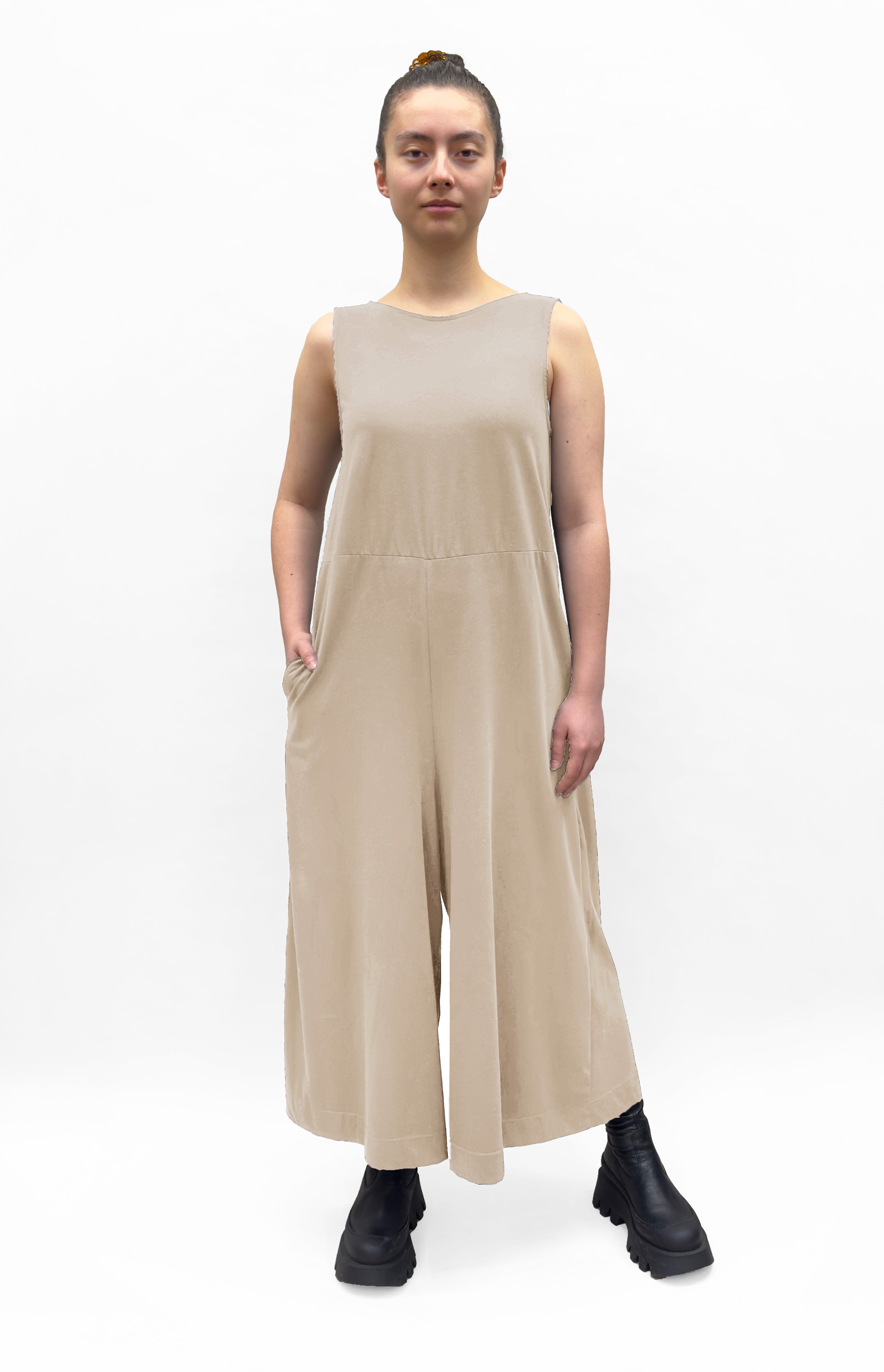 MAMA B Wide Leg Jumpsuit in Creme
