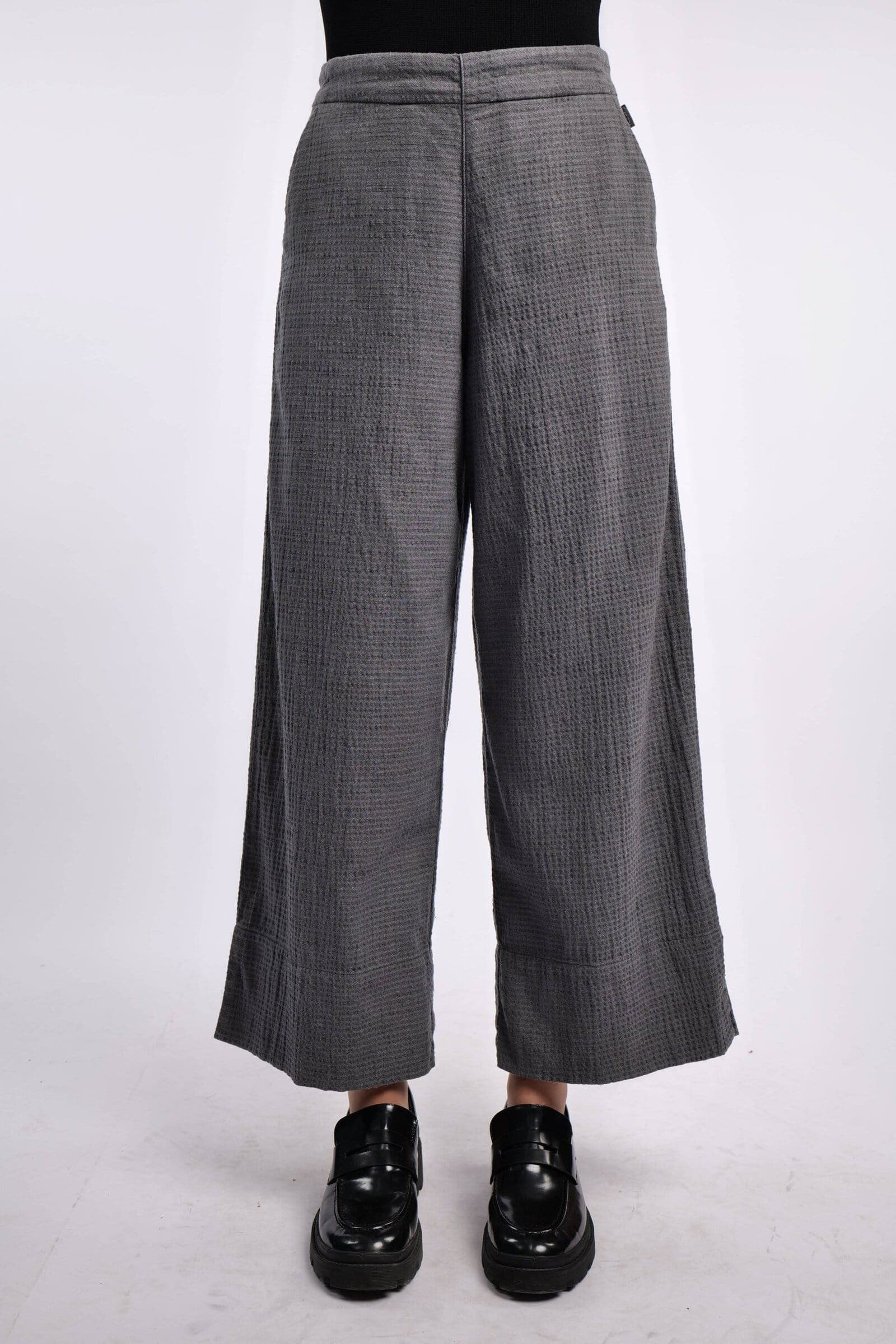 ELEMENTE CLEMENTE Small Waffle Check Wide Leg Pant in Anthra