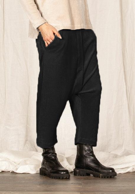 Mama B Velour Drop Rise Pant in Black