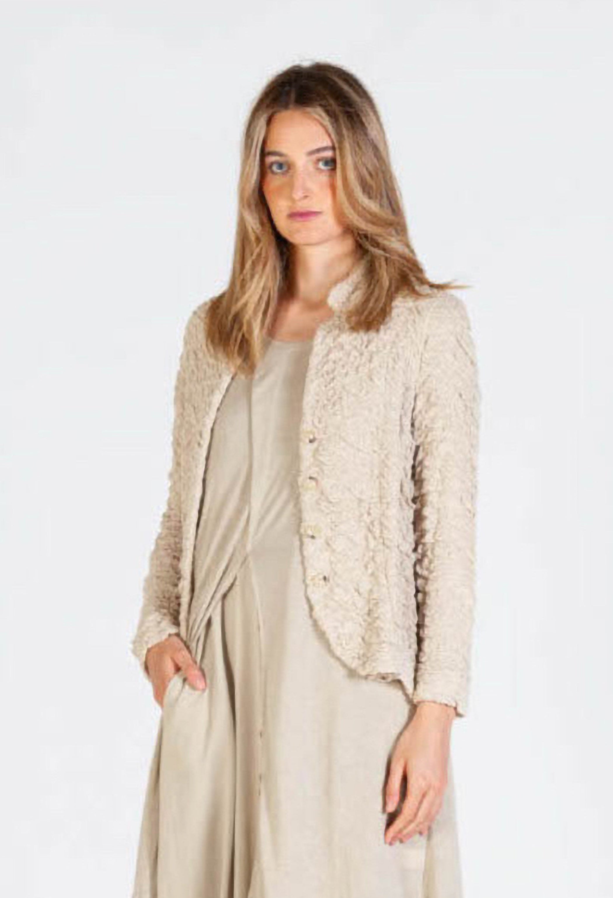 Mama B - Textured Knit Jacket in Creme