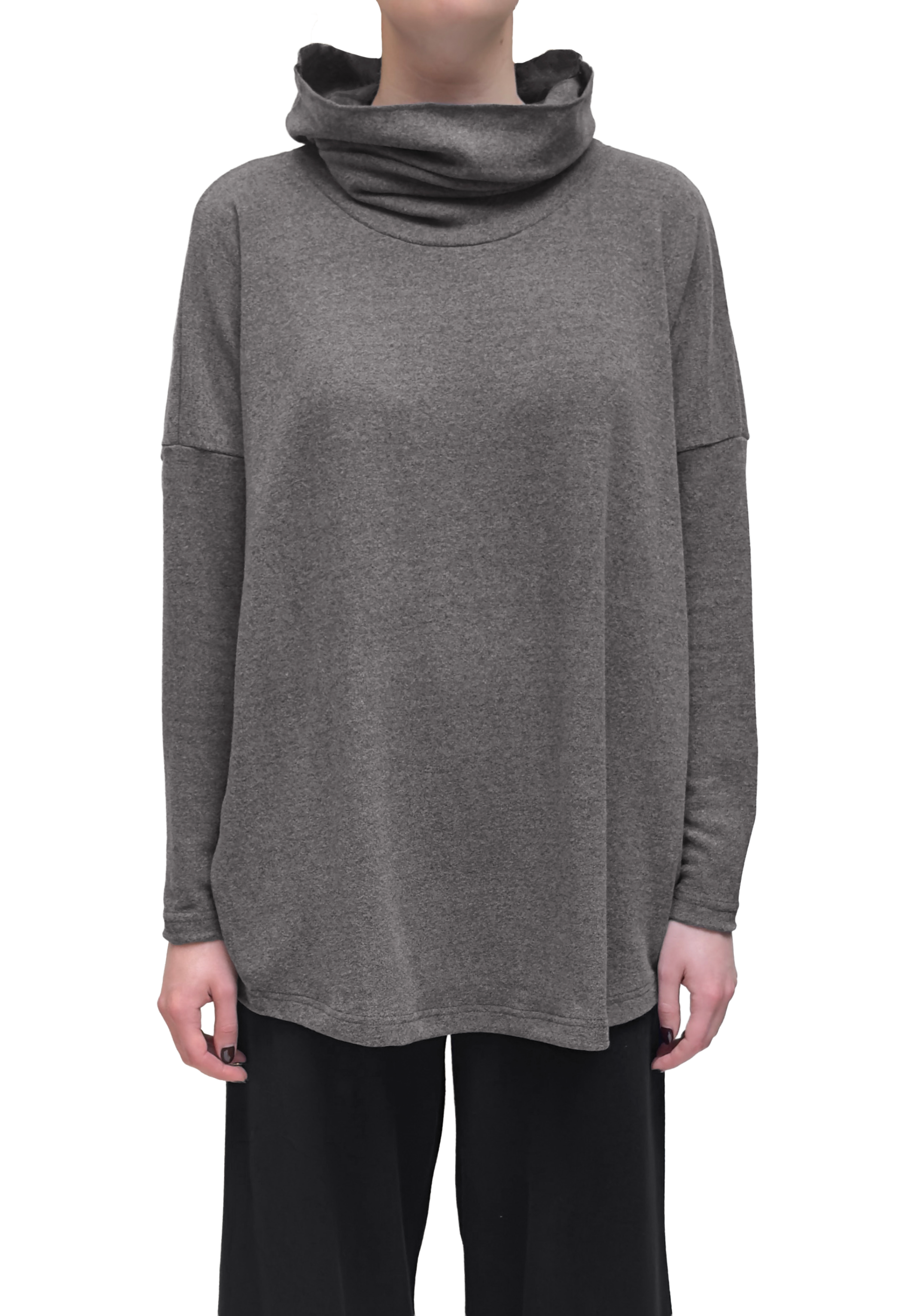 MAMA B Cozy Knit Onesize Cowl Sweater in Speckled Grey