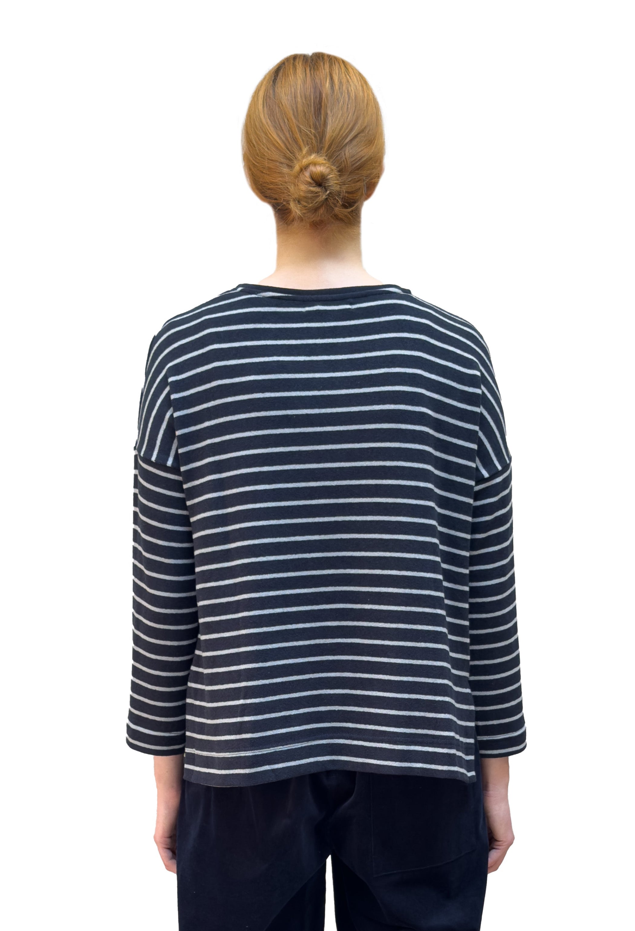 MAMA B Striped Pocketed Top in Night Stripes