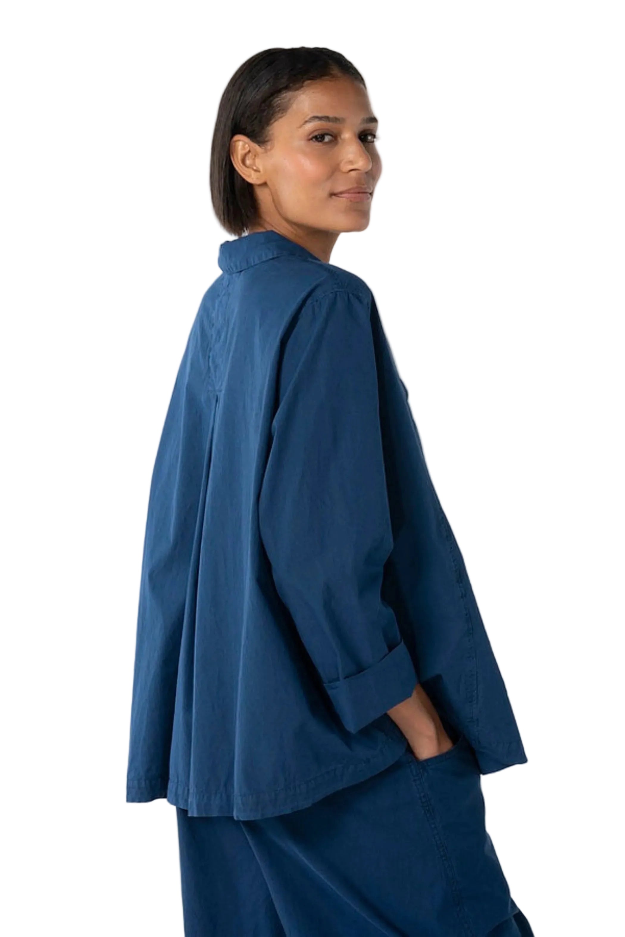 OSKA Collared Blouse in Denim