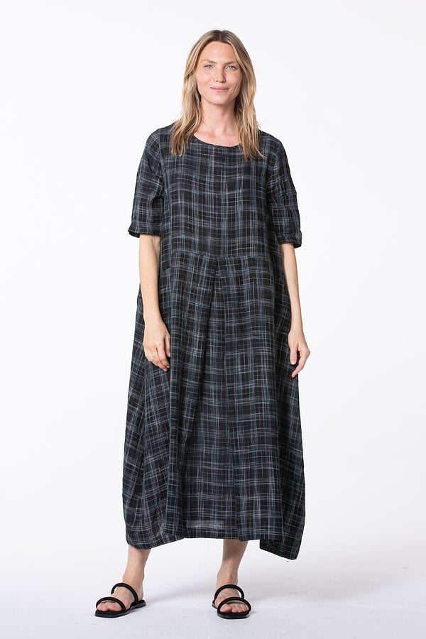 OSKA Relaxed Linen Dress in Check