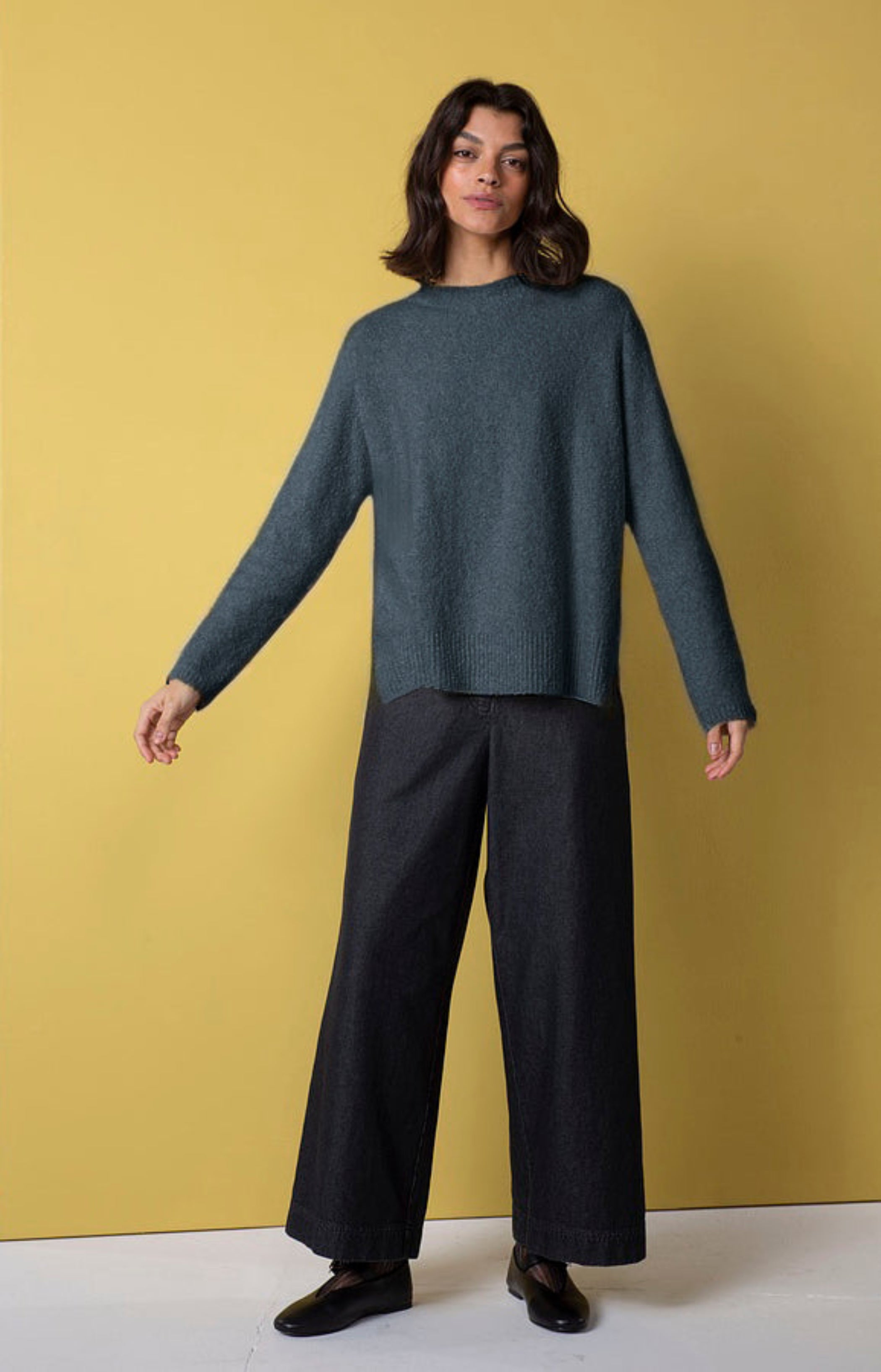 OSKA Hi Low Wool Pullover in Pacific