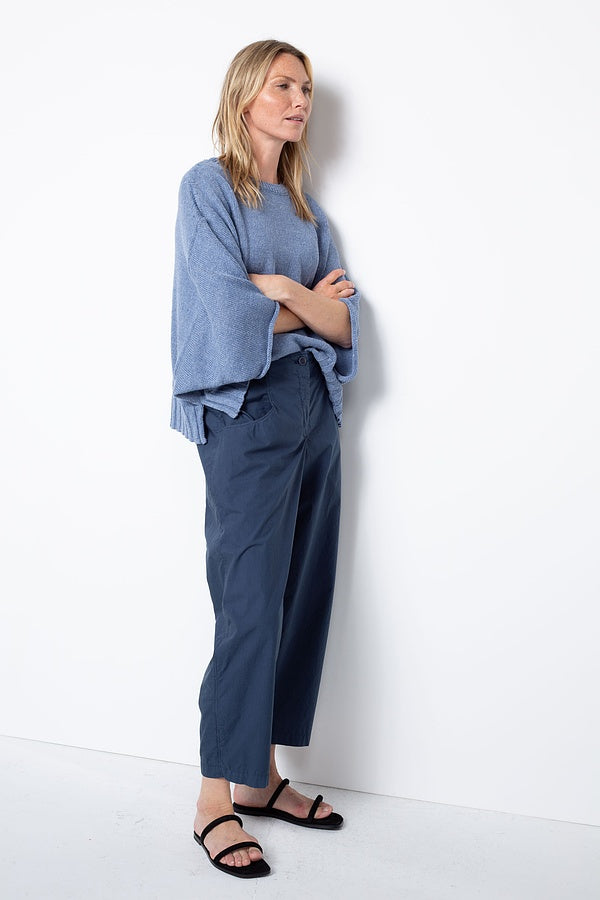 OSKA Ankle Length Cotton Pant in Denim Blue