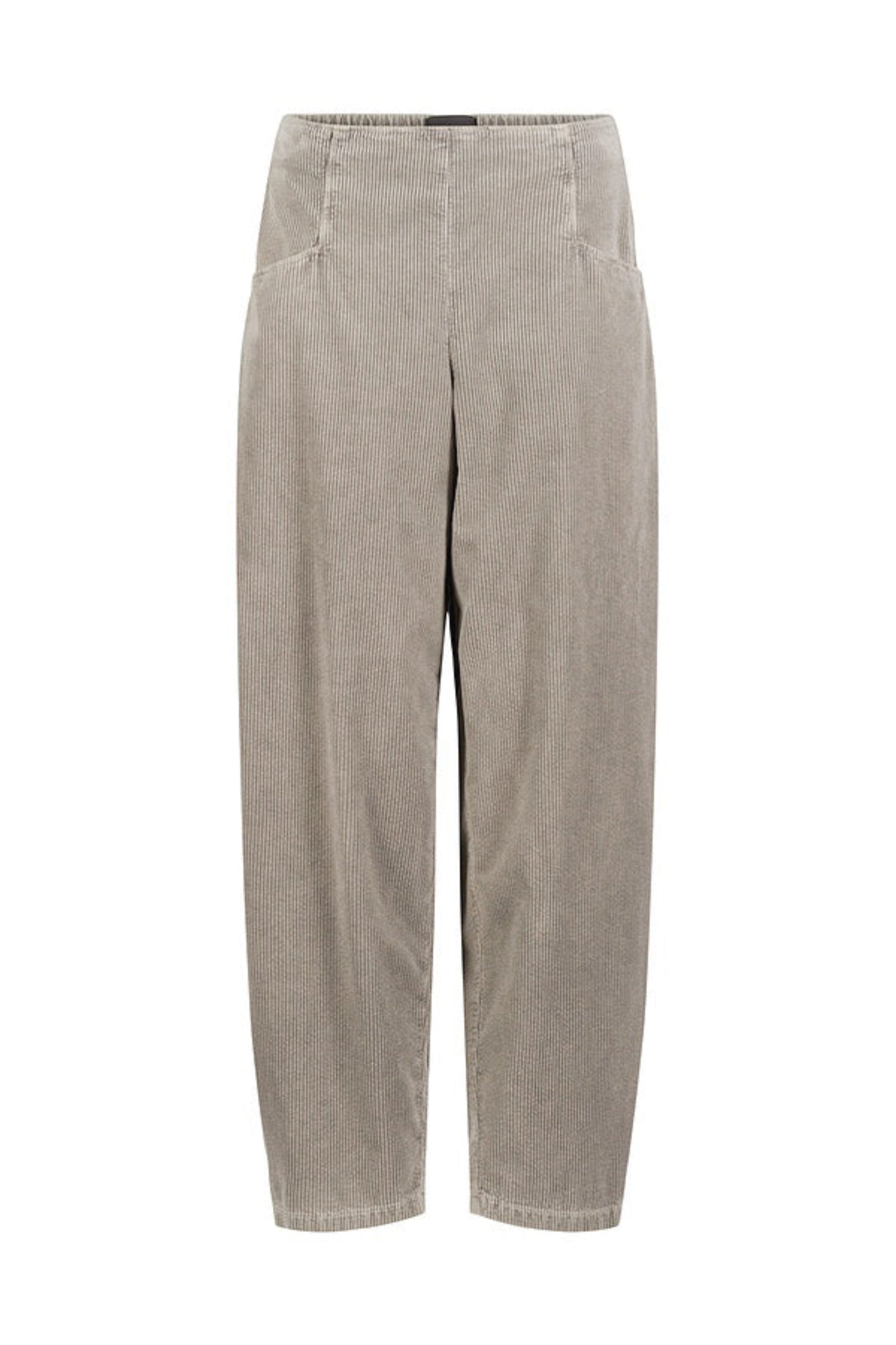 OSKA Flat Front Barrel Leg Corduroy Pant in Ecru