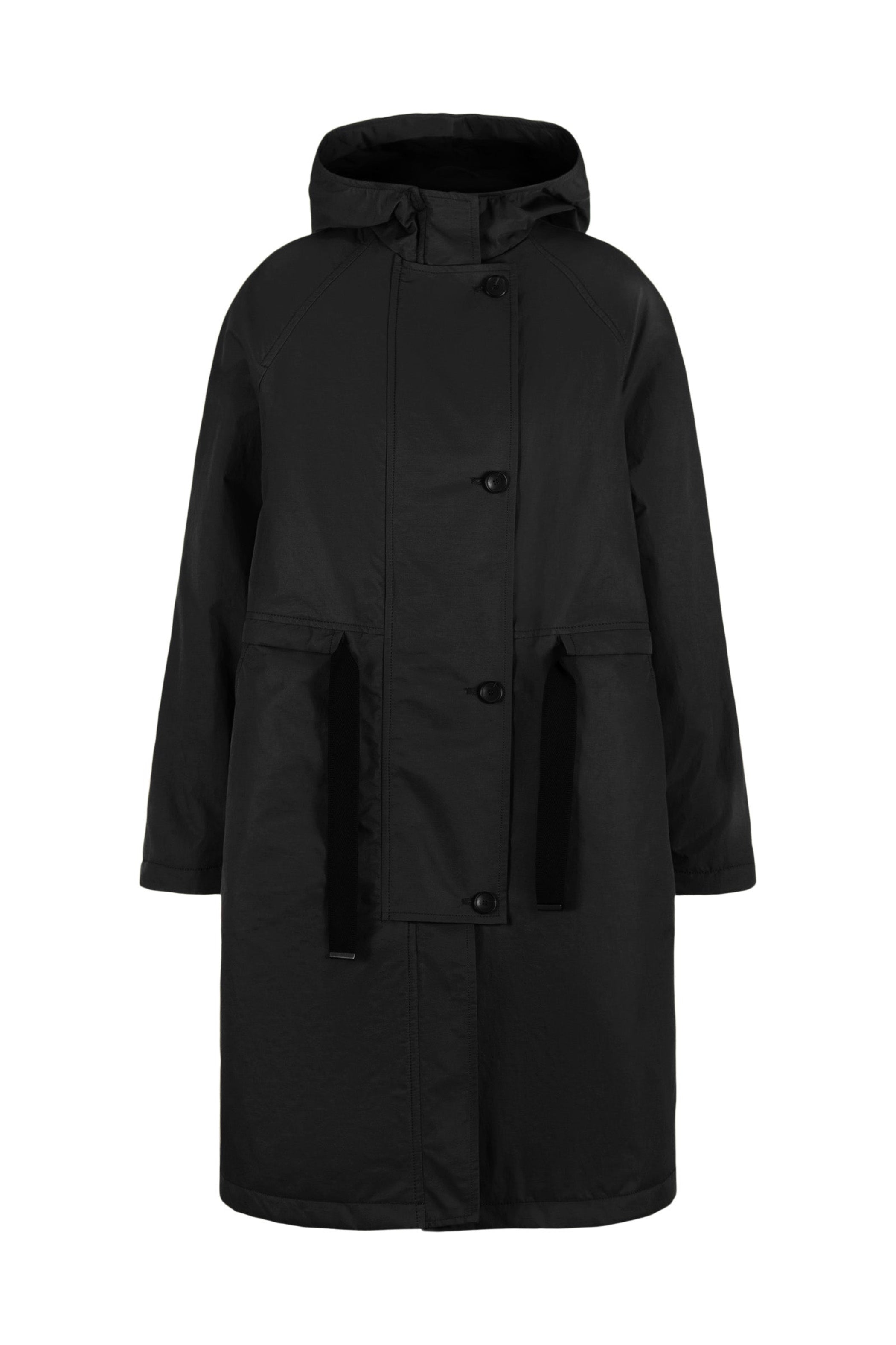 OSKA Hooded A-Line Coat in Black