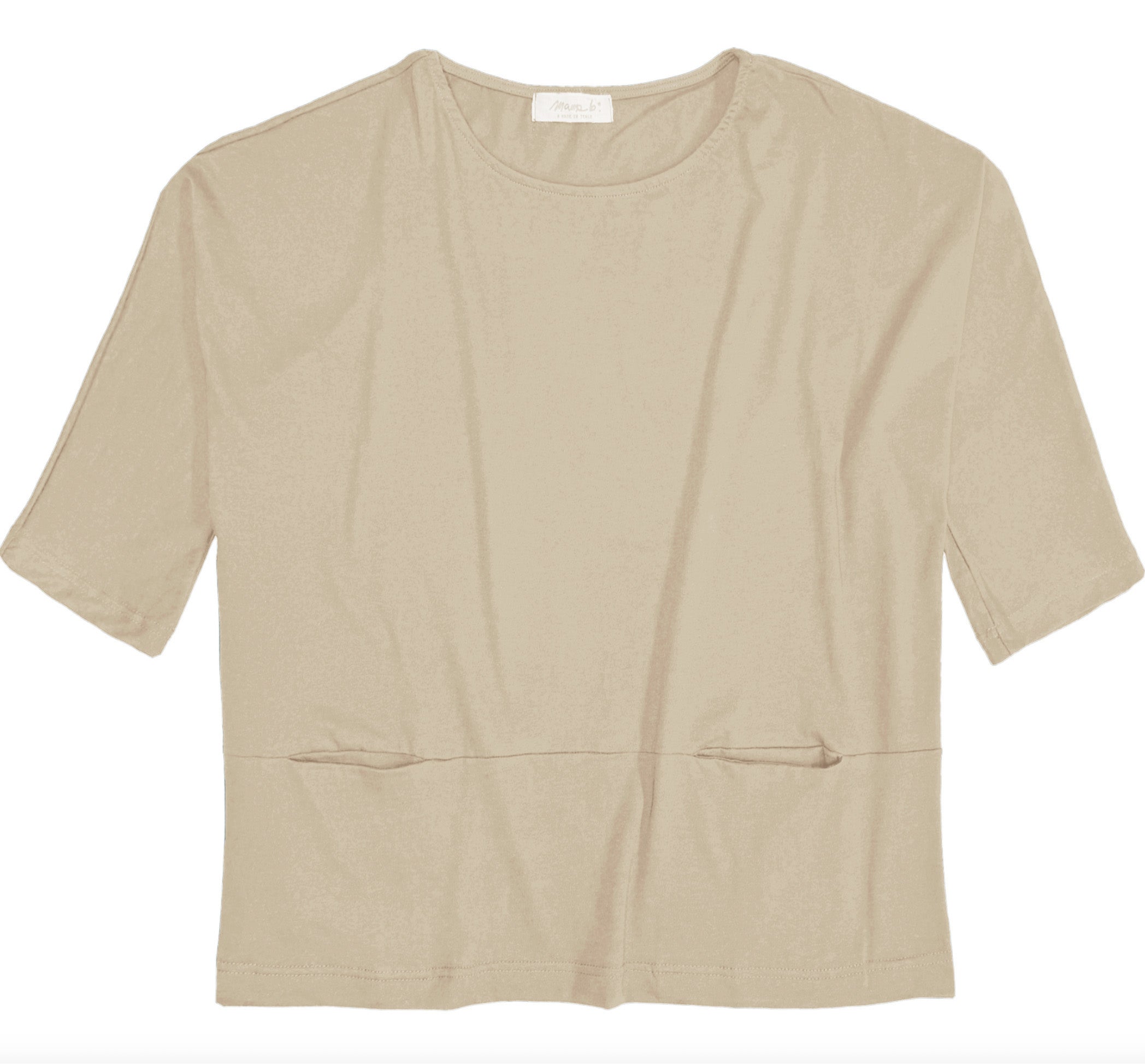 MAMA B Boxy 2 Pocket Tee in Creme