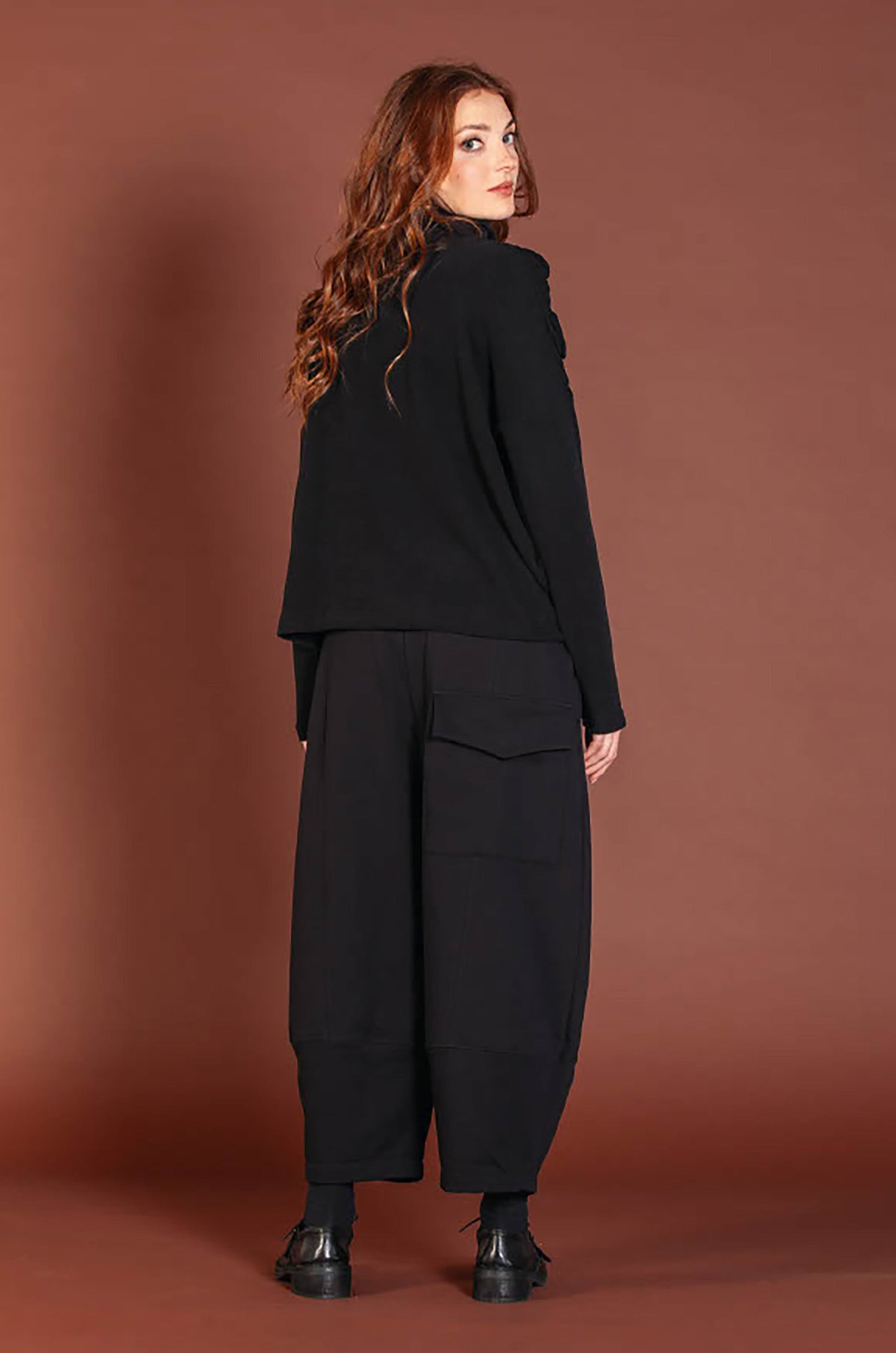 MAMA B Boxy Pullover with Textured Insert in Umber