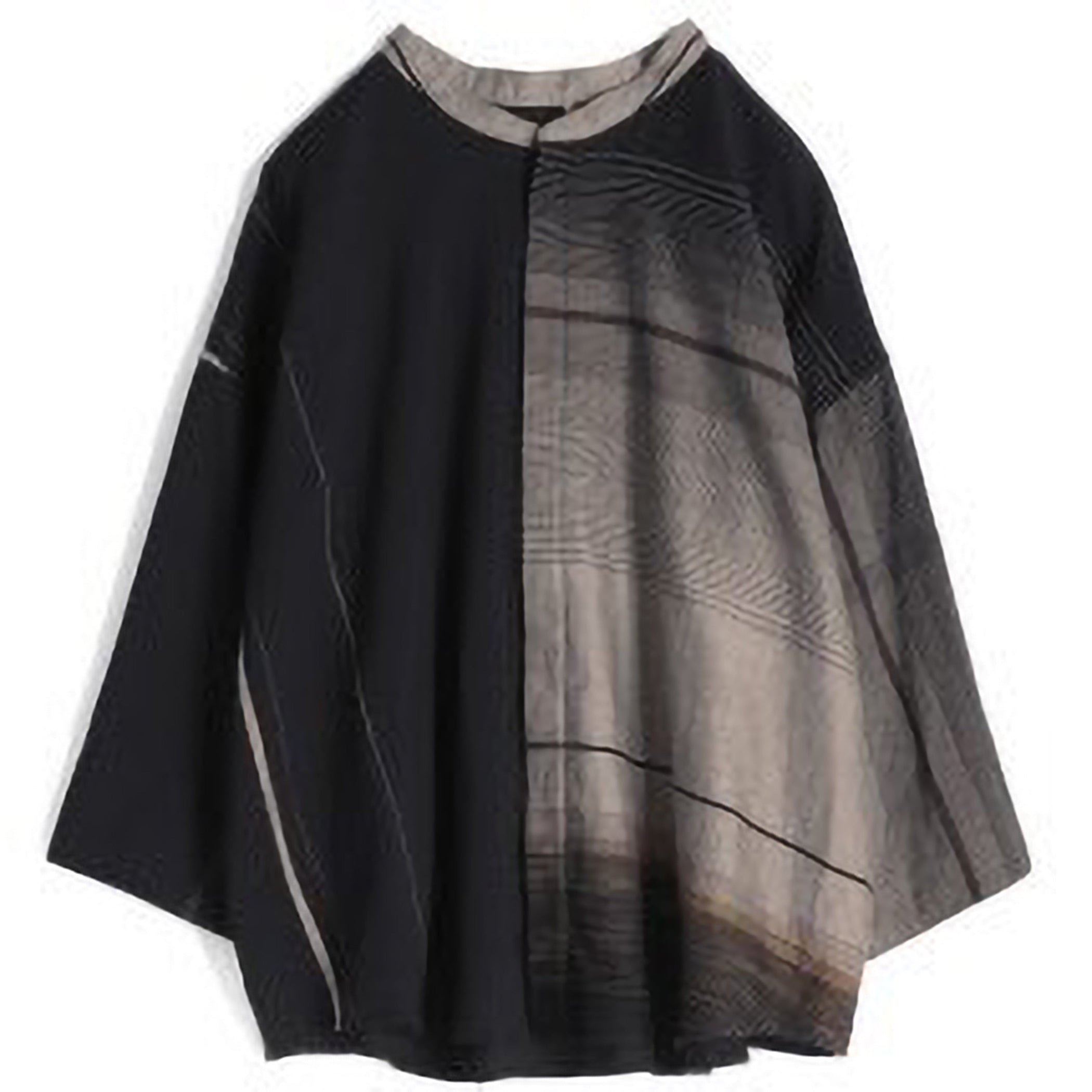 Tamaki Niime Mandarin Collared Shirt - Scarborough Fair