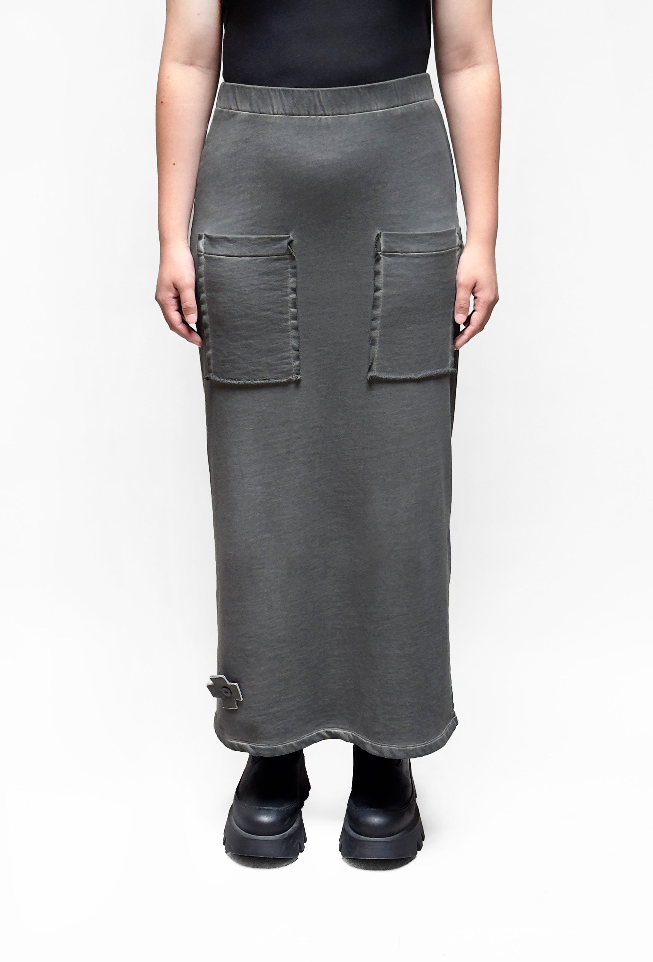 PLU Knit Pencil Skirt in Asphalt Wash