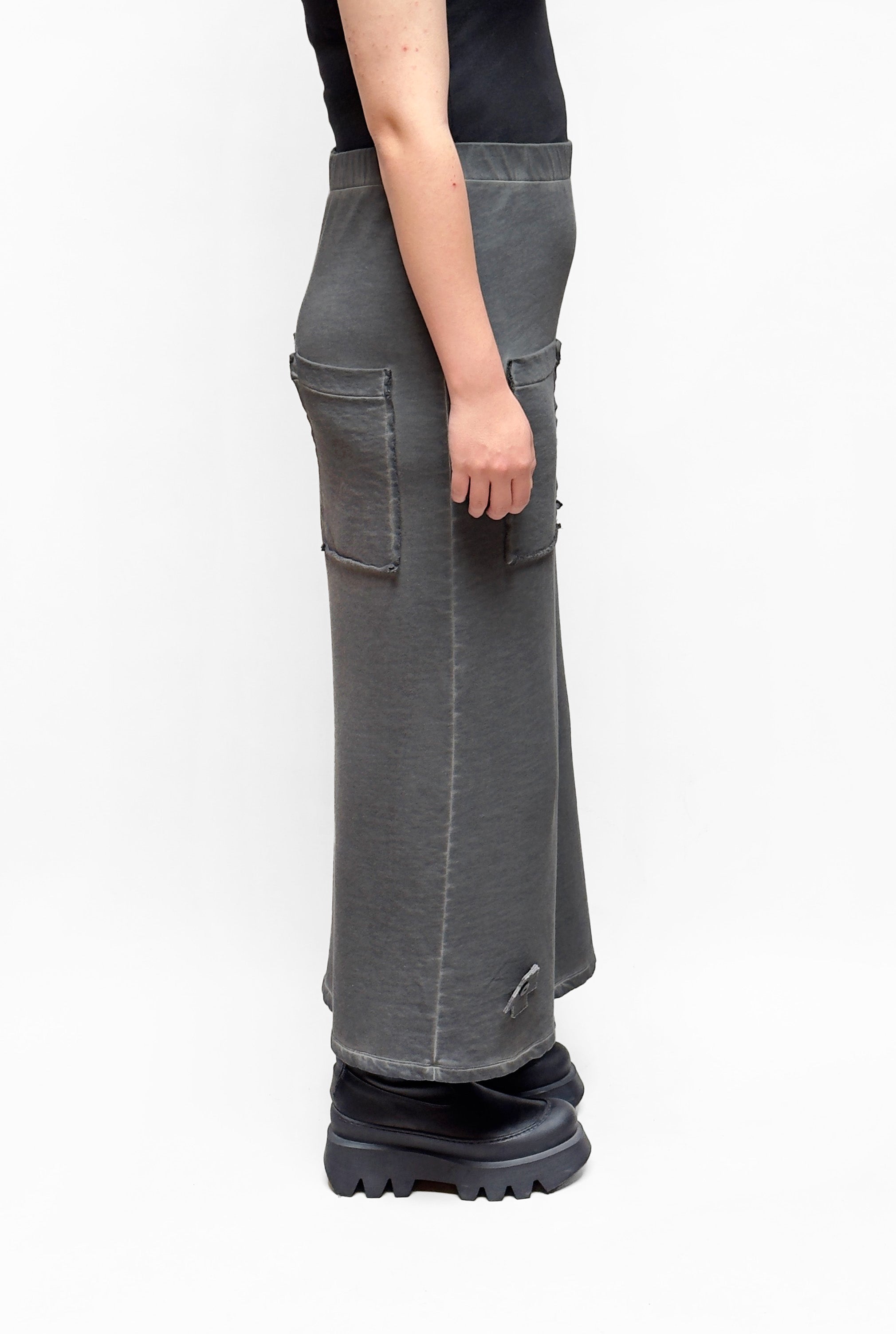 PLU Knit Pencil Skirt in Asphalt Wash