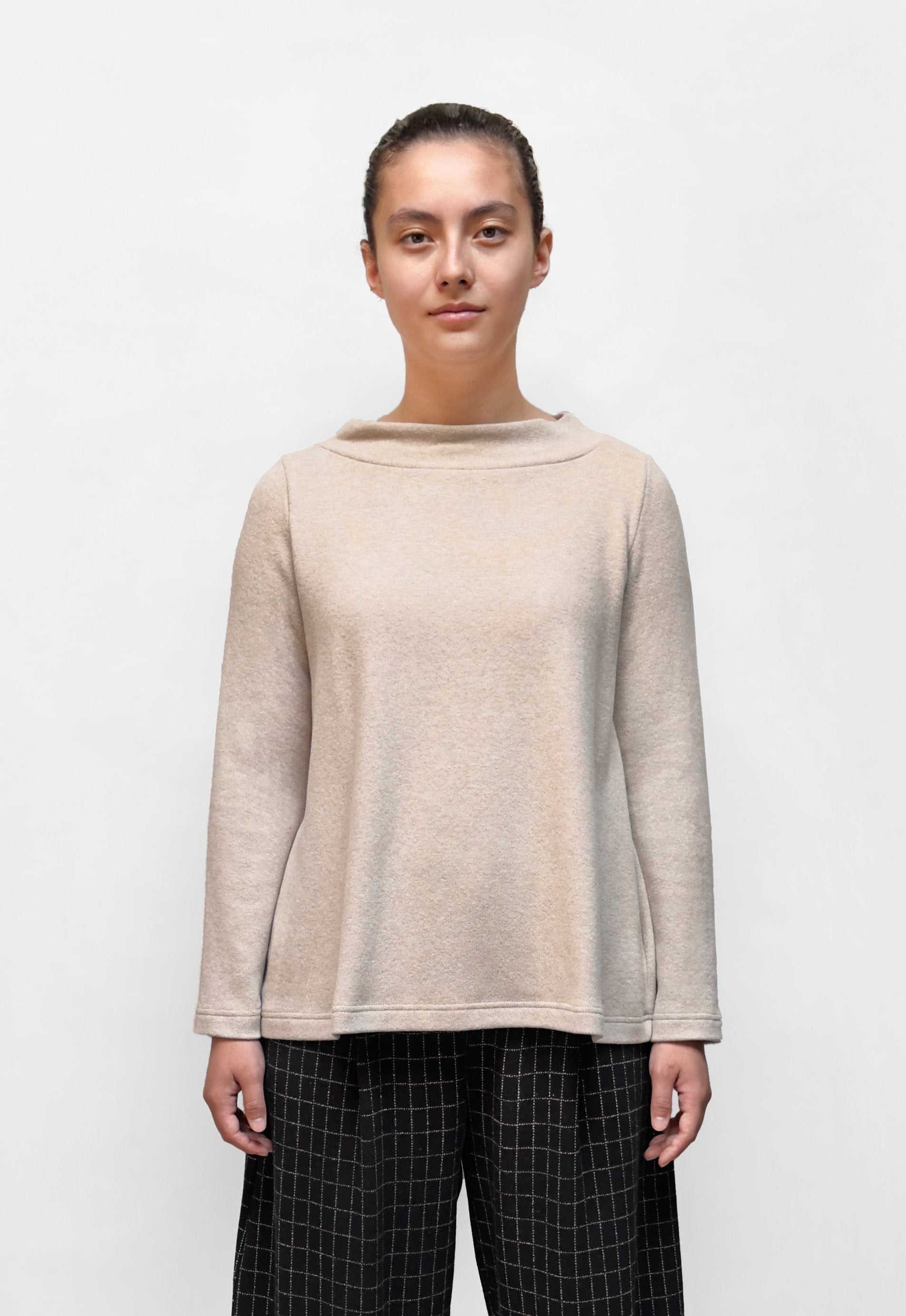 MAMA B Cozy A-line Top in Light Taupe