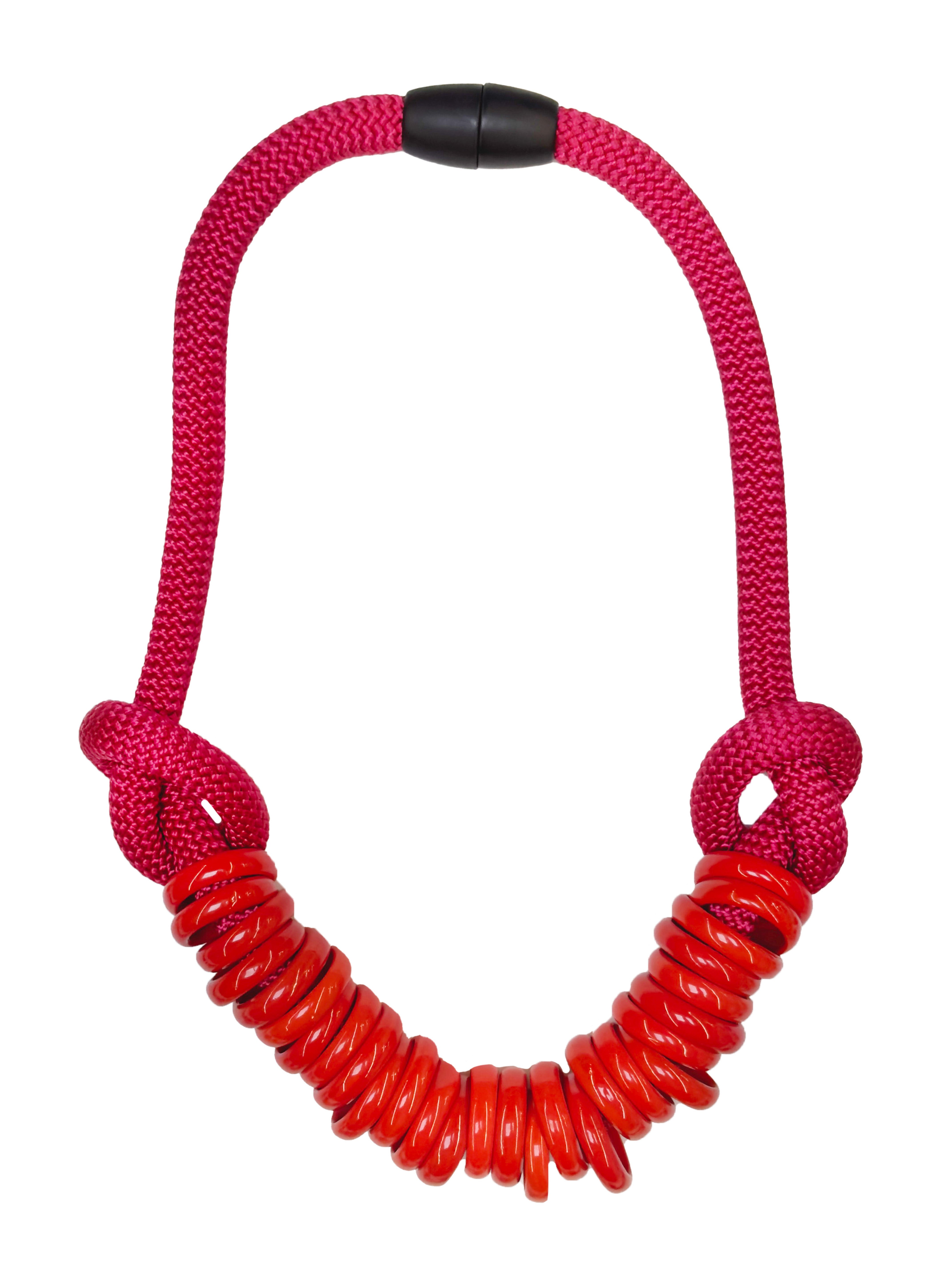 SAMUEL CORAUX Glass Ring Necklace - Red/Raspberry