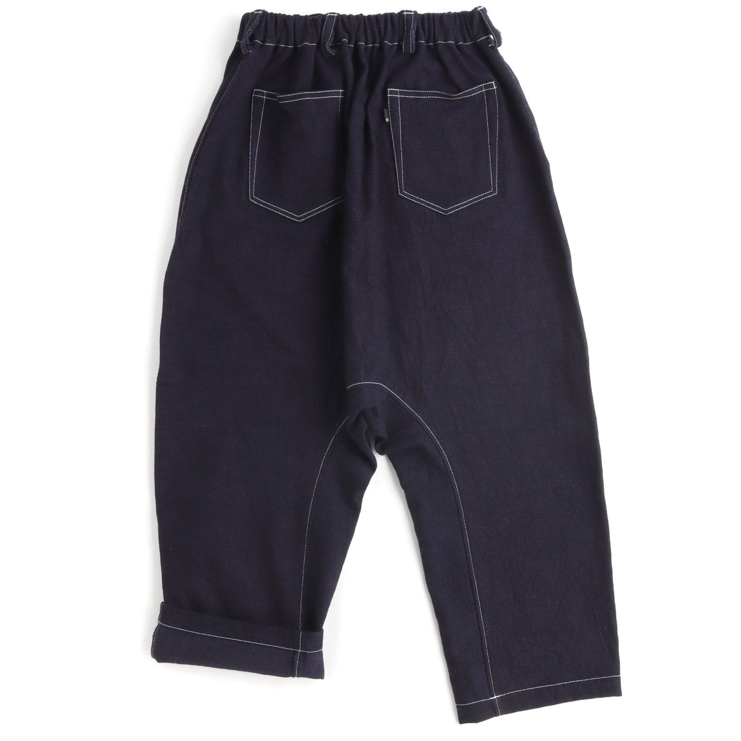 TAMAKI NIIME Drop-rise Denim Pants - Textured/Indigo Dye and White Stitching - Size 1